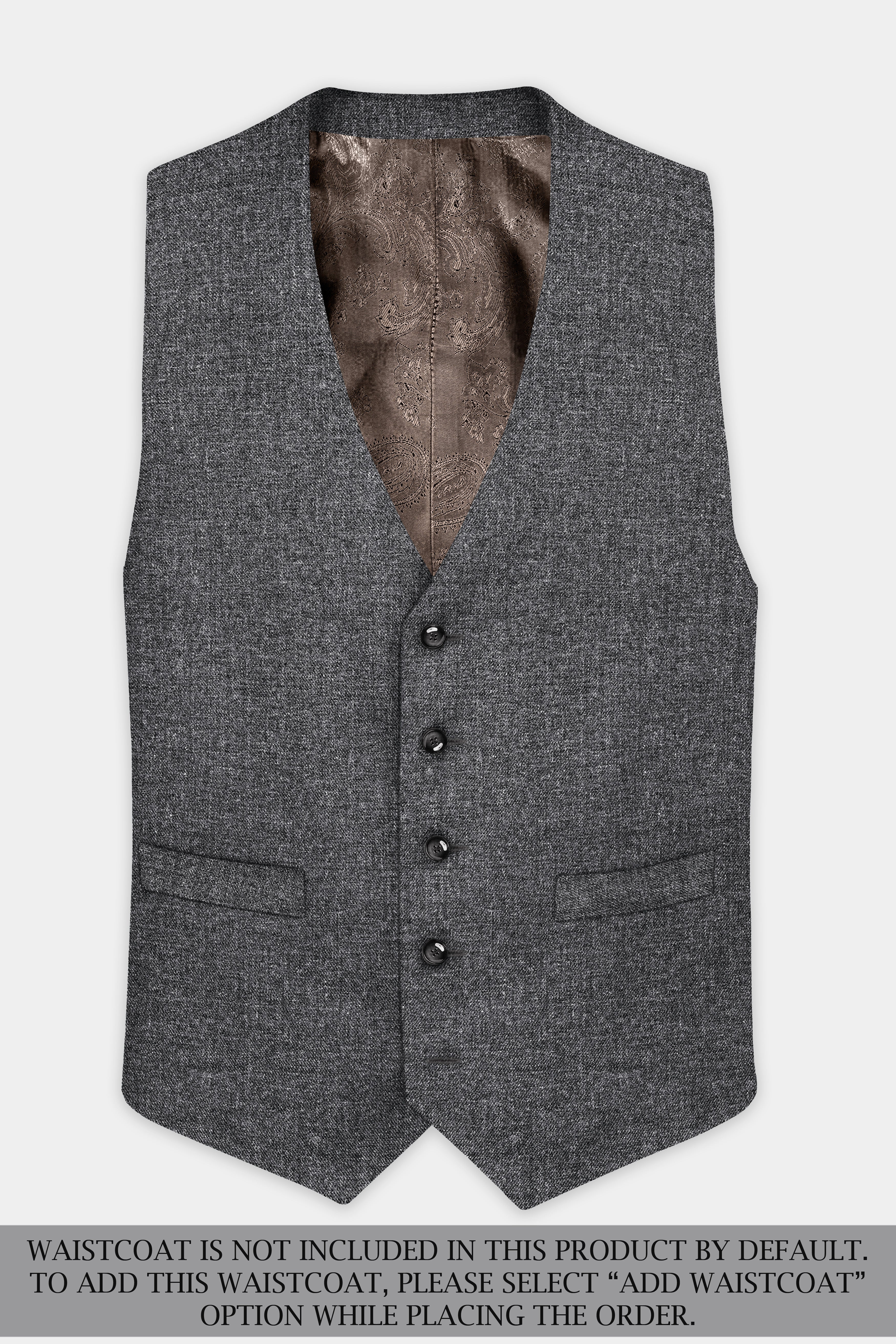 Vampire Gray Textured Wool Blend Flannel Double Breasted Suit