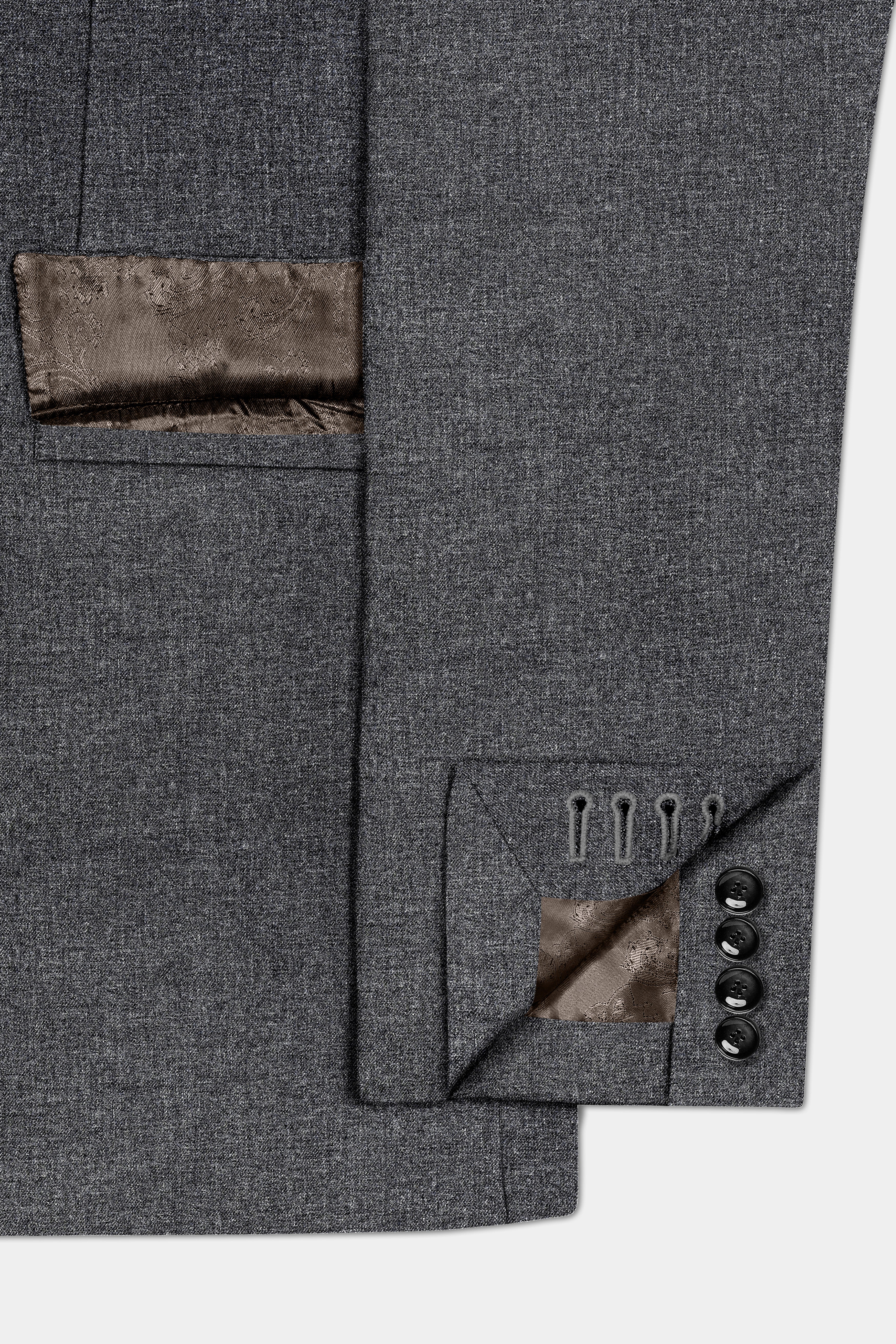 Vampire Gray Textured Wool Blend Flannel Double Breasted Suit