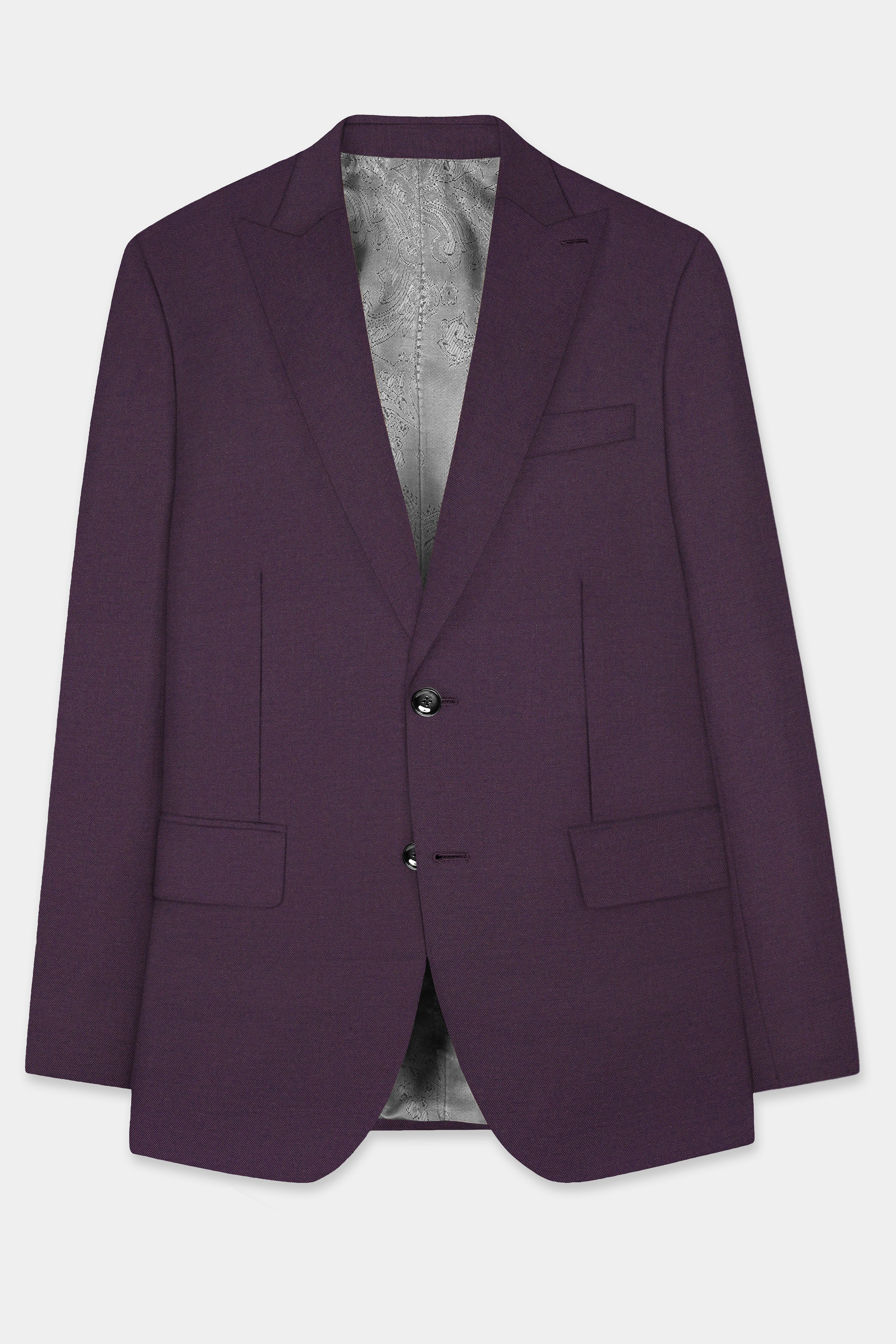 Eminence Purple Solid Wool Blend Single Breasted Suit