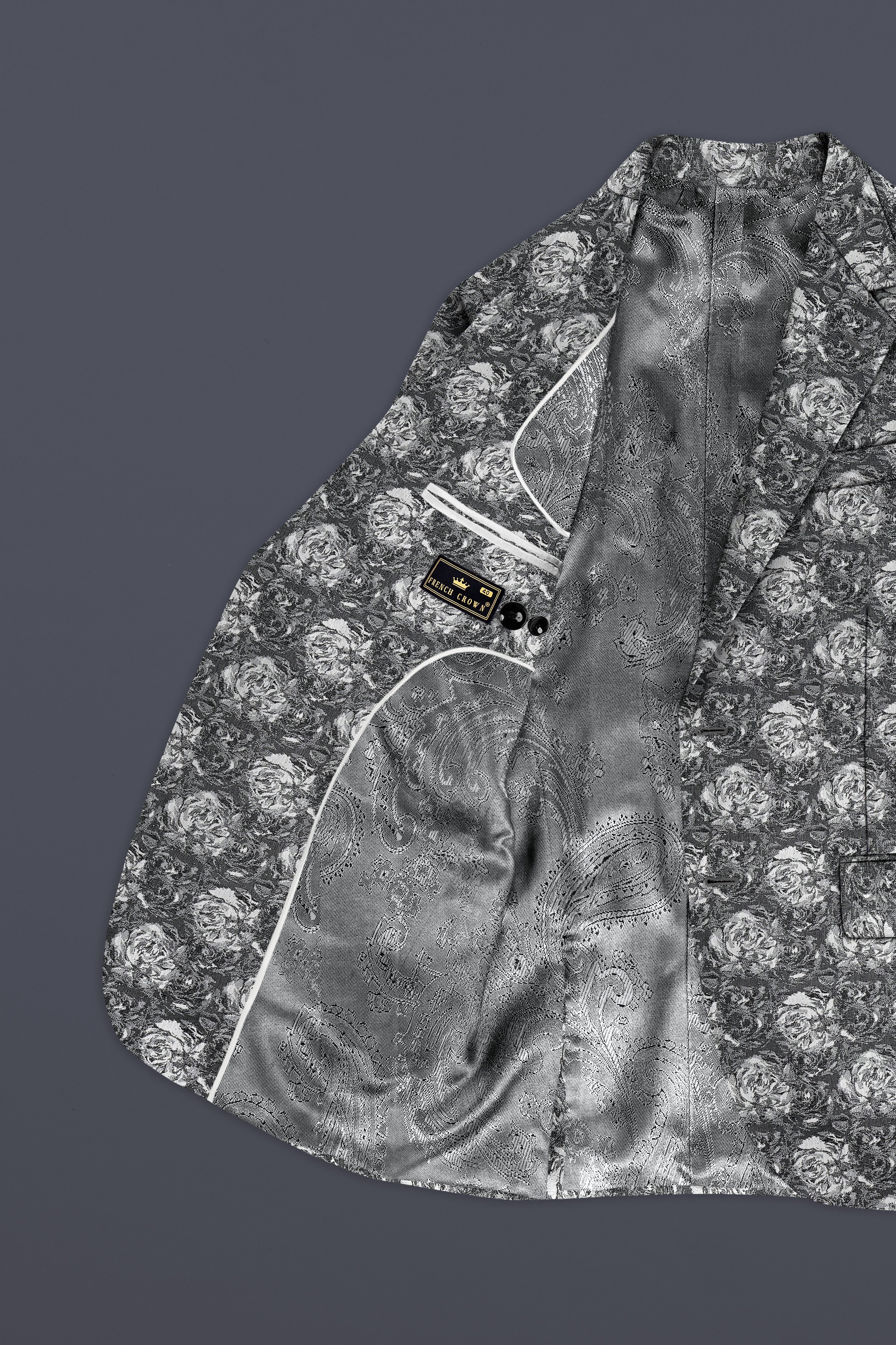 Vampire Gray Jacquard Textured Designer Single Breasted Suit