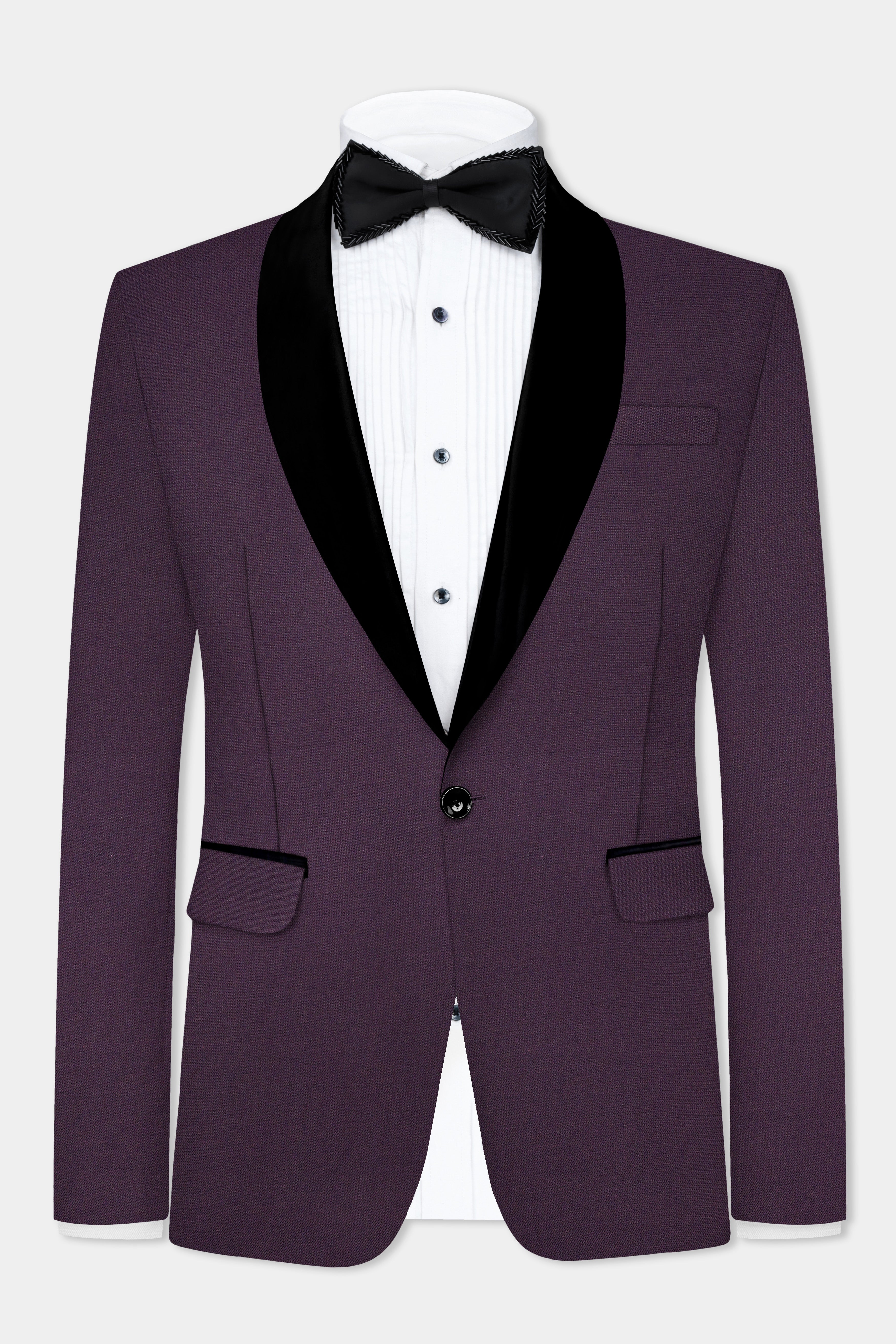 Eminence Purple Solid Wool Blend Tuxedo Suit