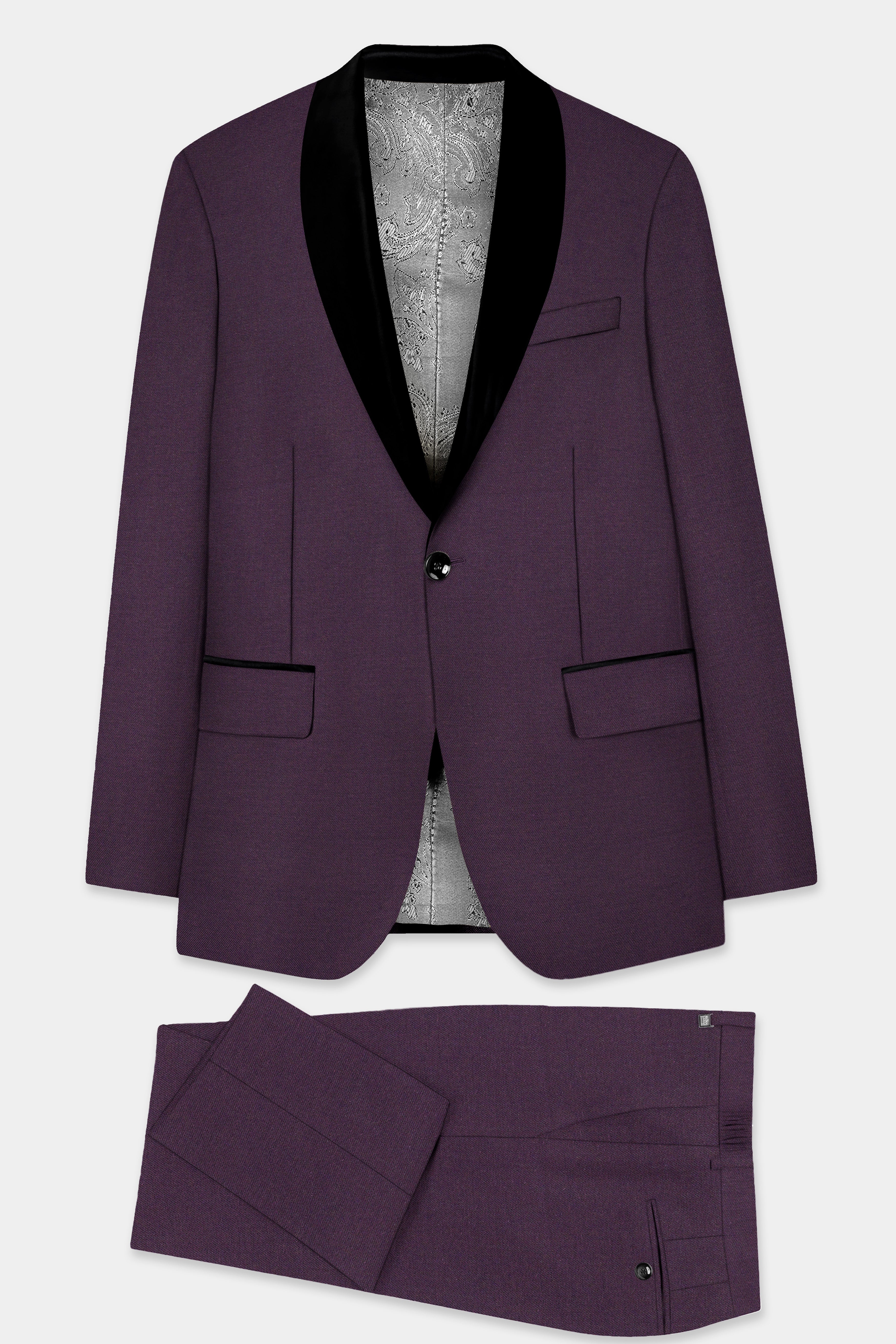 Eminence Purple Solid Wool Blend Tuxedo Suit