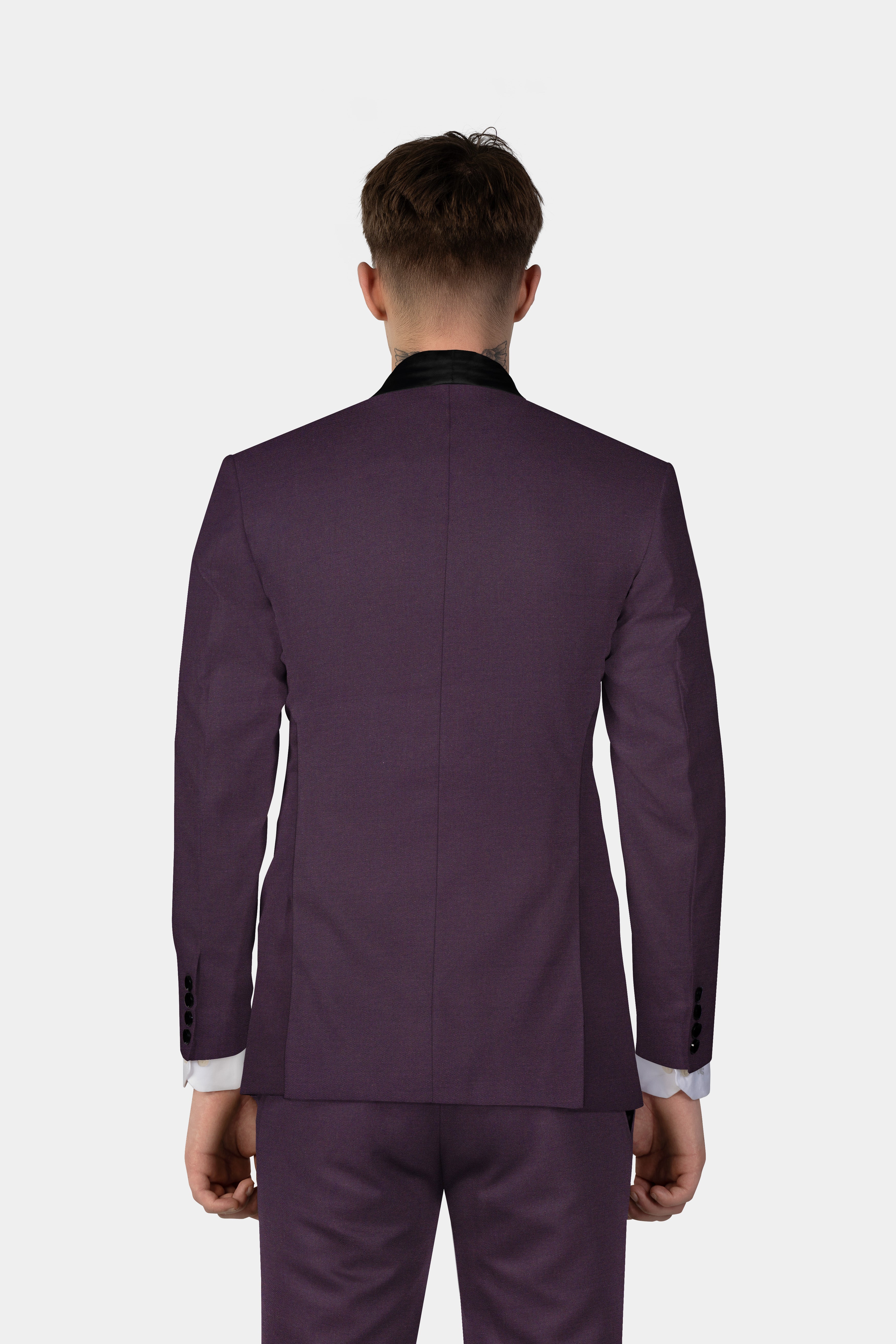 Eminence Purple Solid Wool Blend Tuxedo Suit