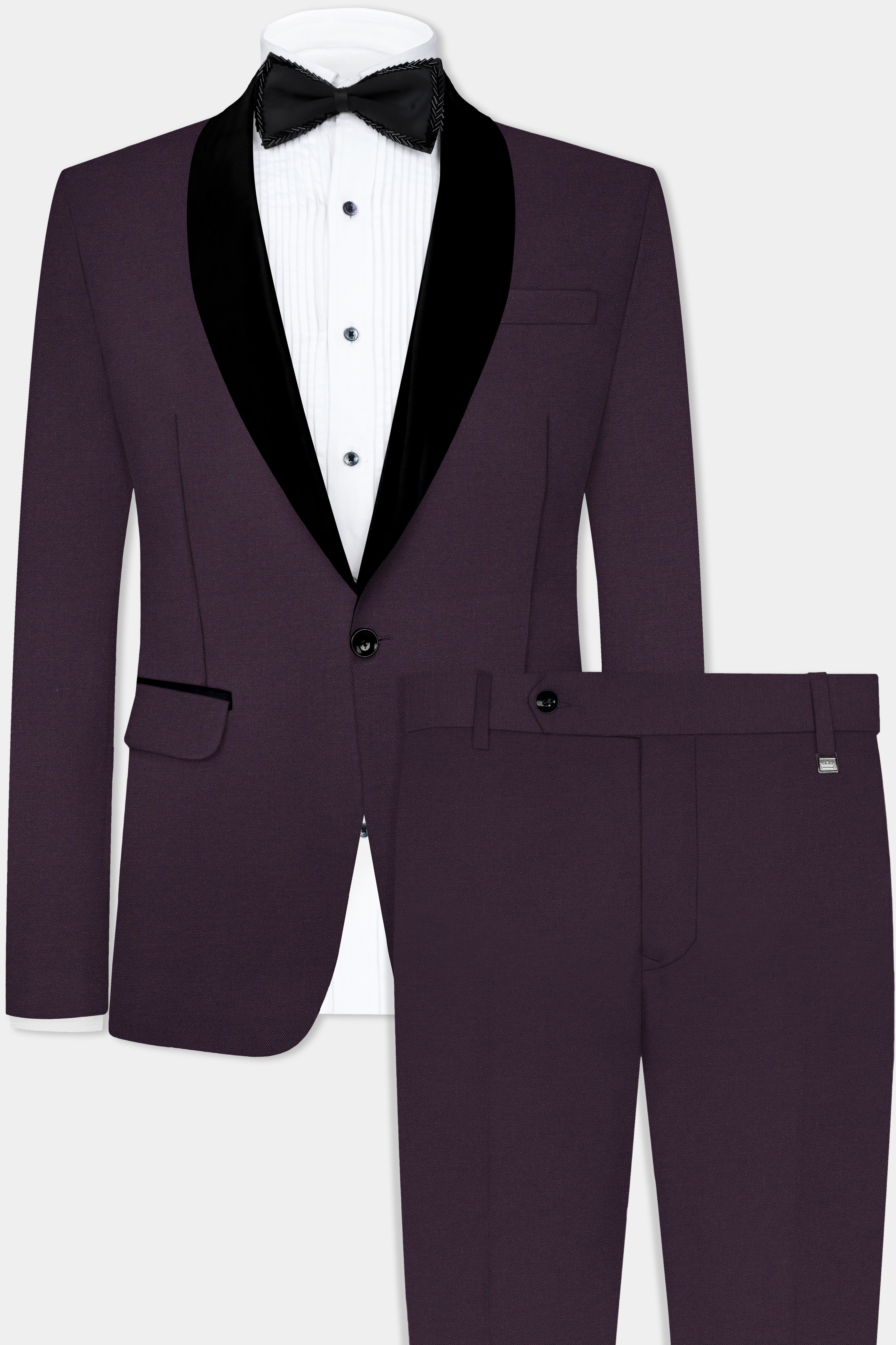 Eminence Purple Solid Wool Blend Tuxedo Suit