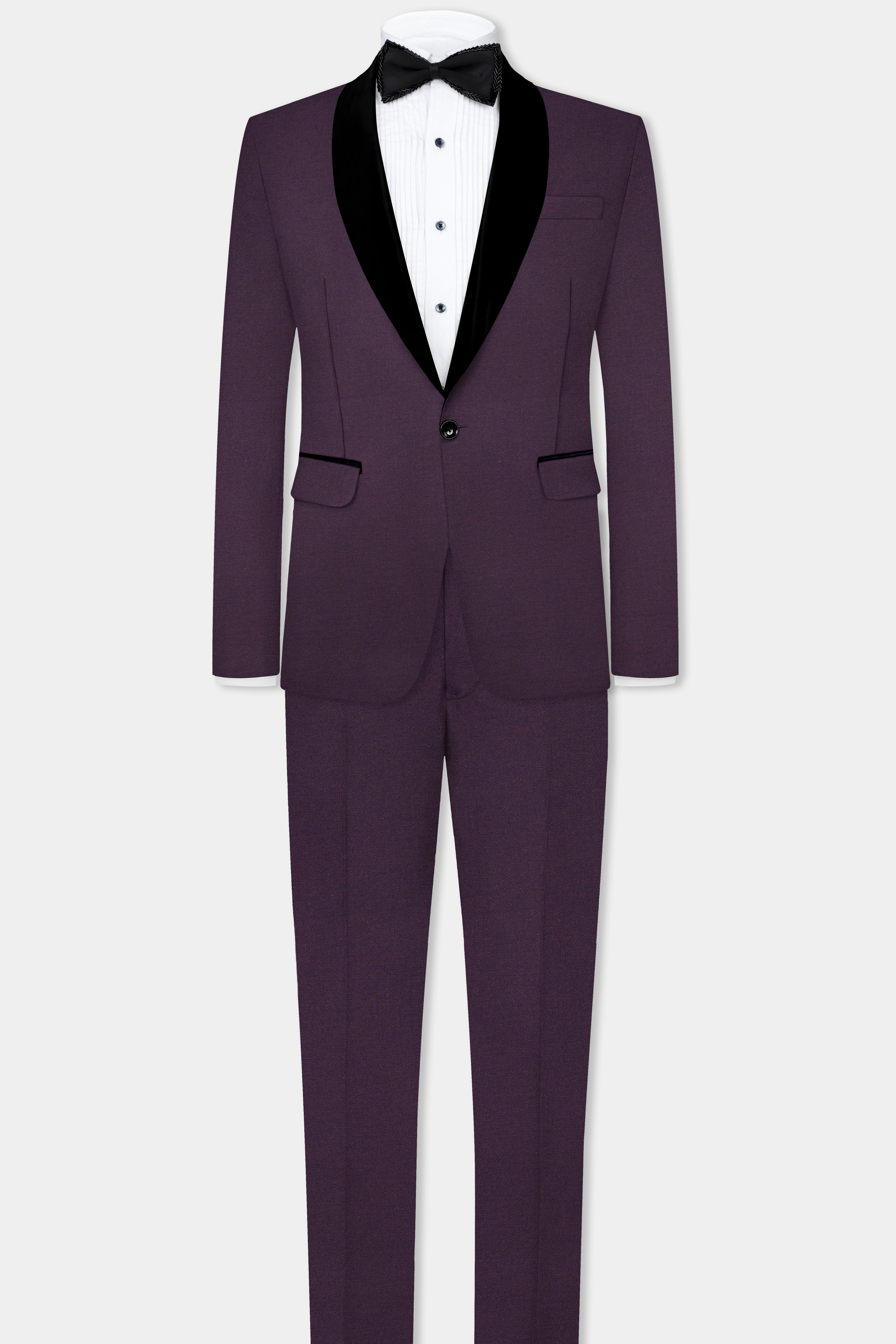 Eminence Purple Solid Wool Blend Tuxedo Suit