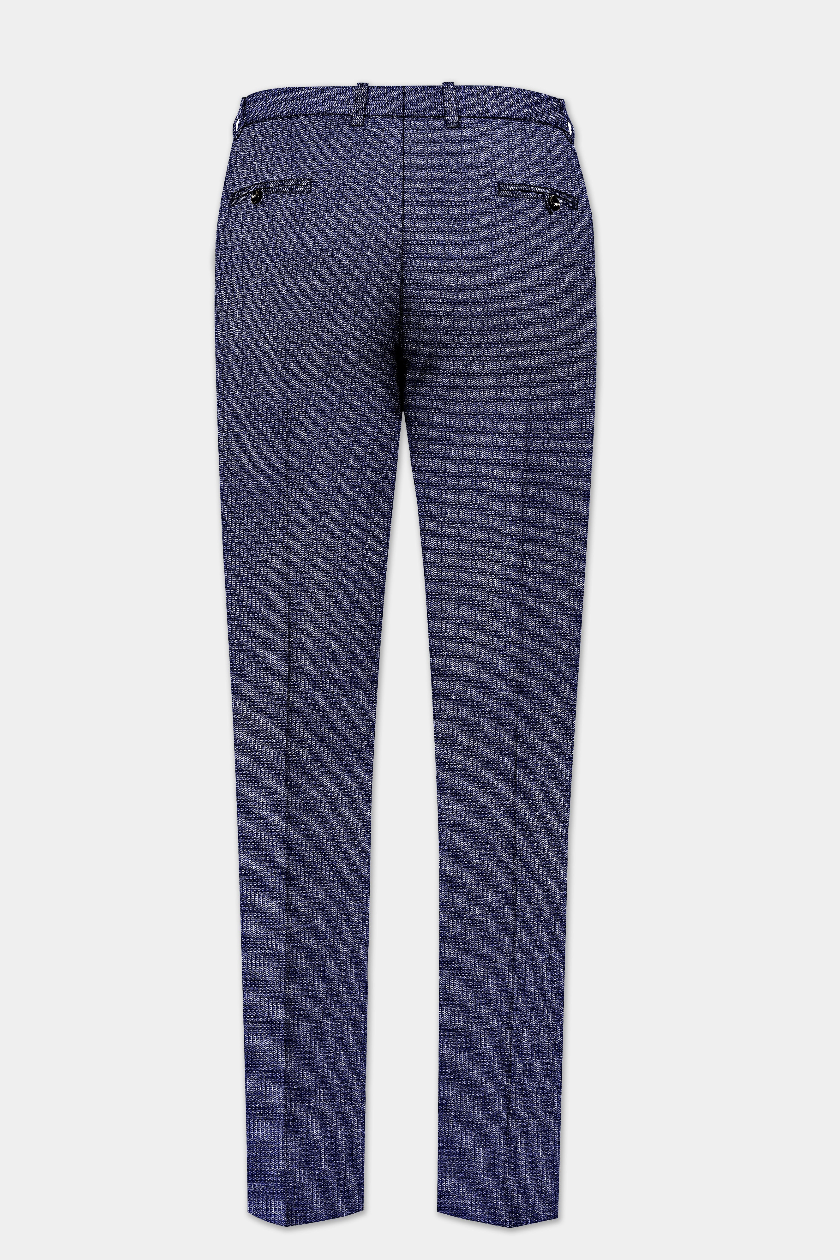 Big Stone Blue Textured Wool Blend Single Breasted Suit