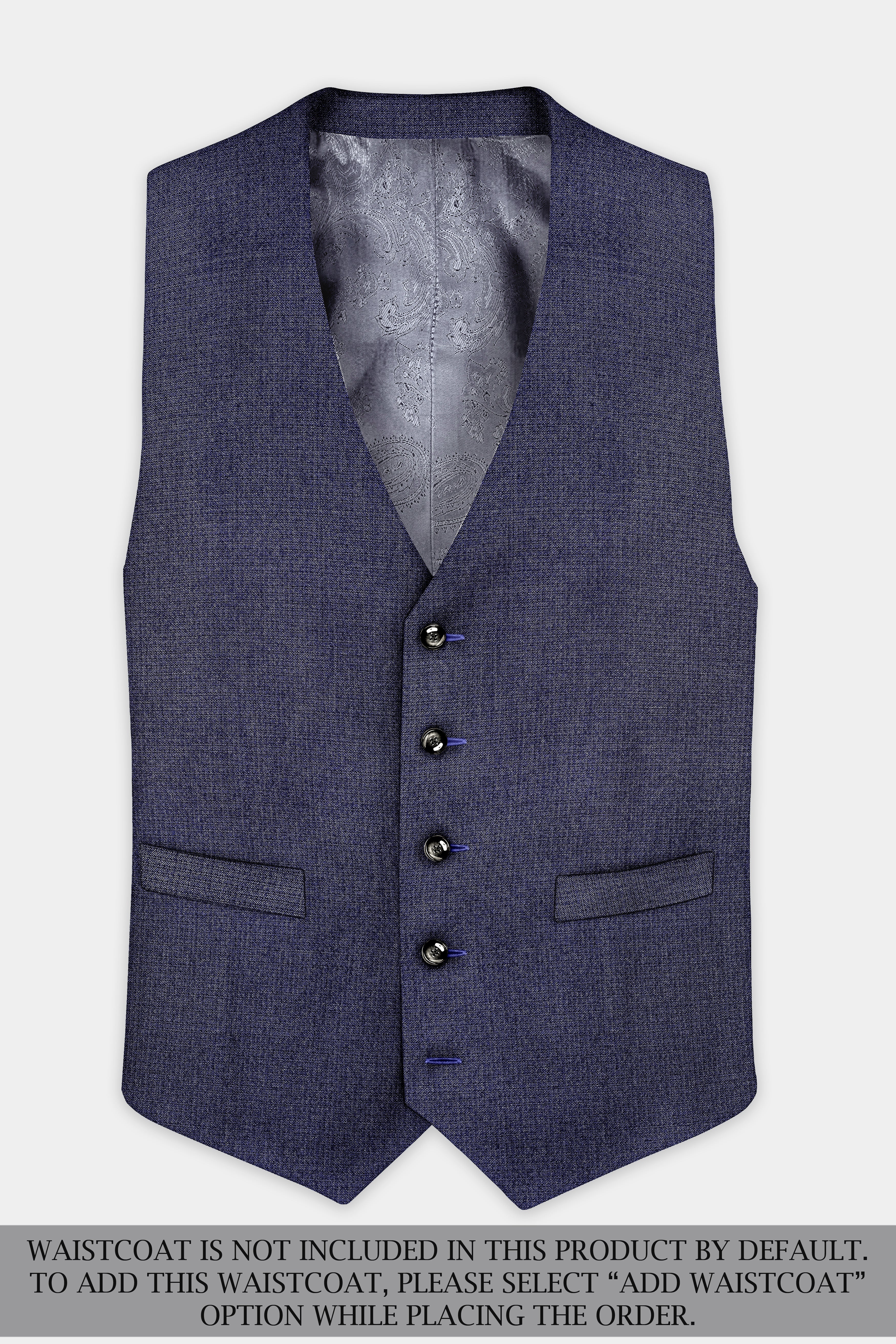 Big Stone Blue Textured Wool Blend Single Breasted Suit