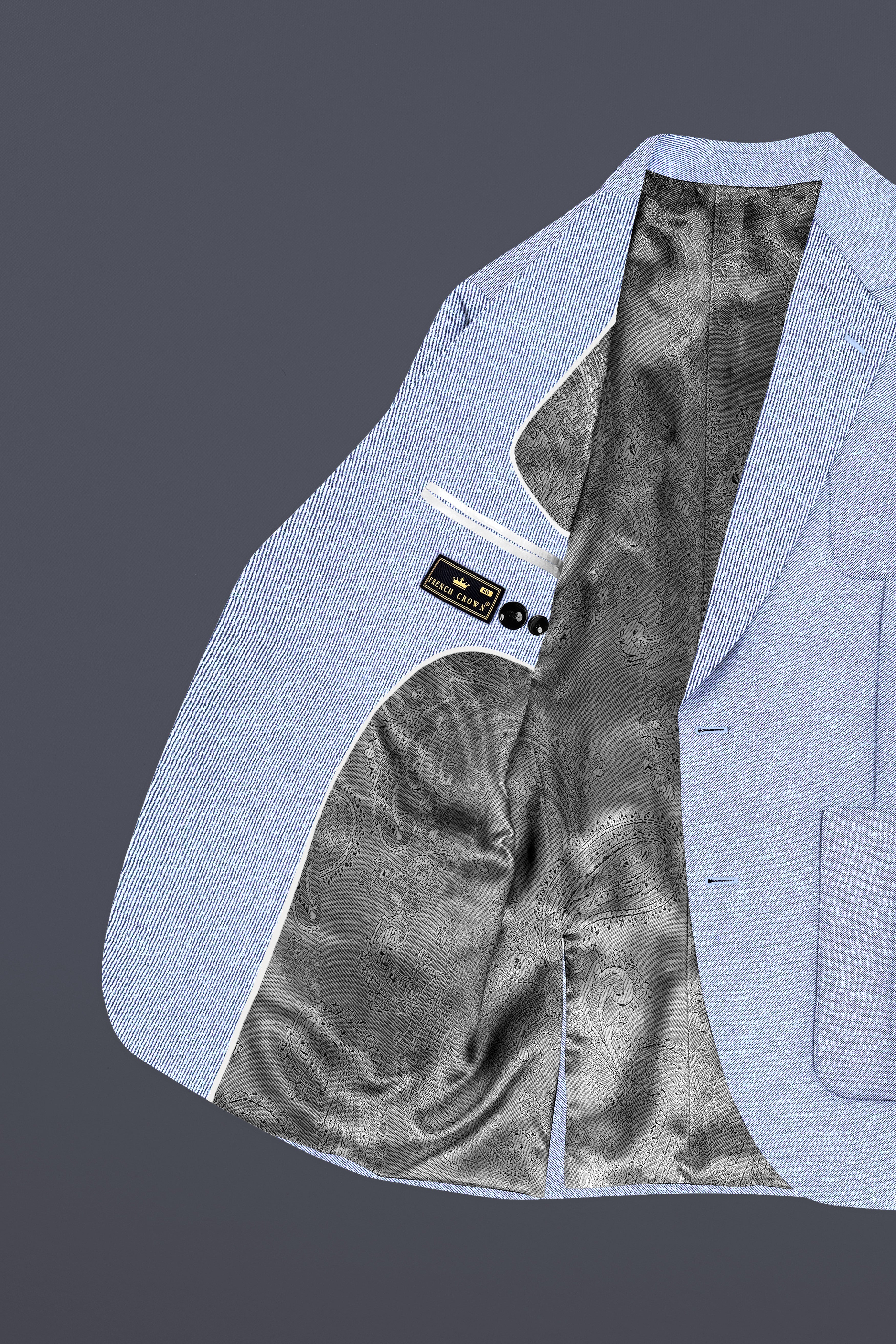 Carolina Blue Textured Cotton Single Breasted Designer Suit