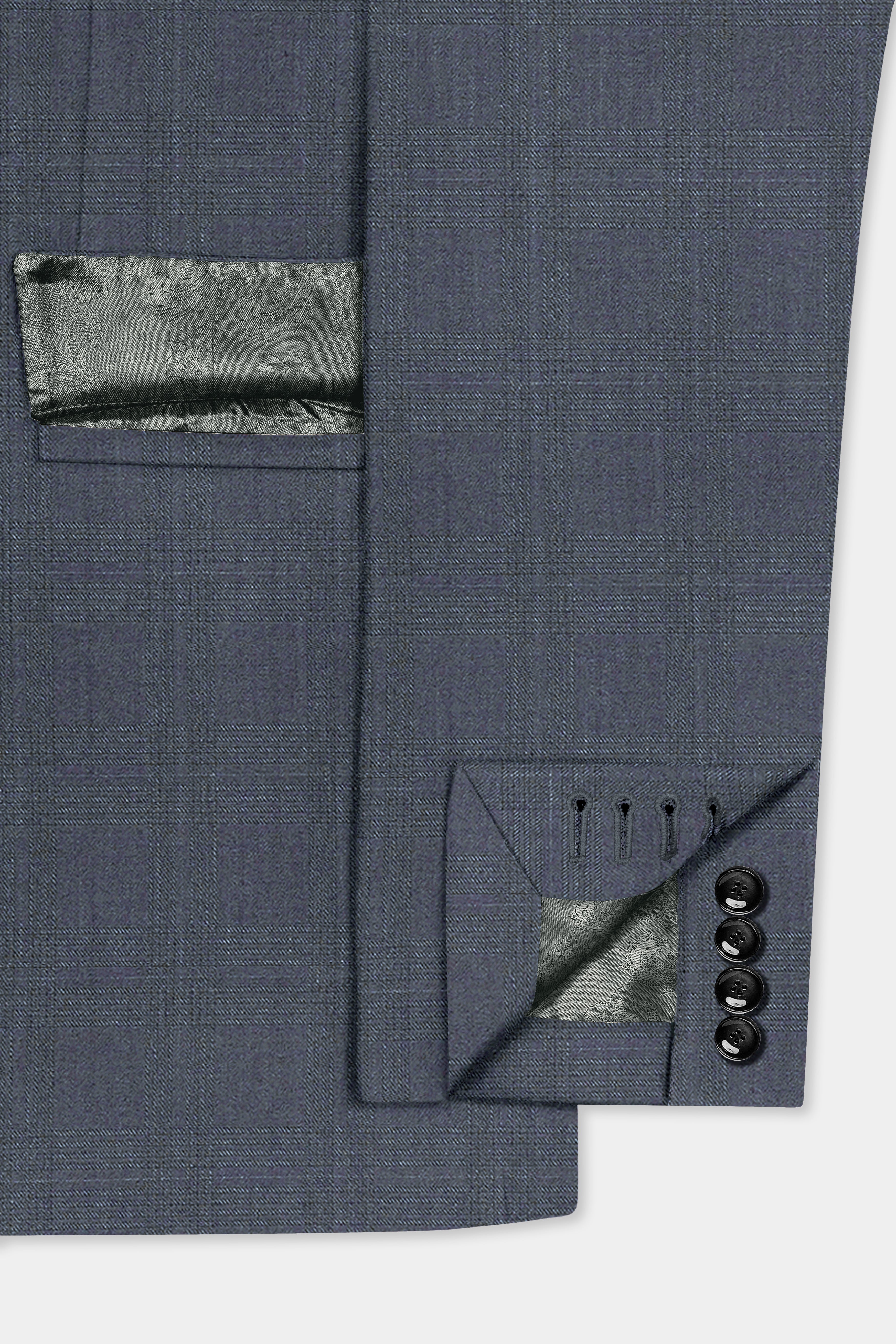 Space Gray Textured Wool Blend Double Breasted Suit