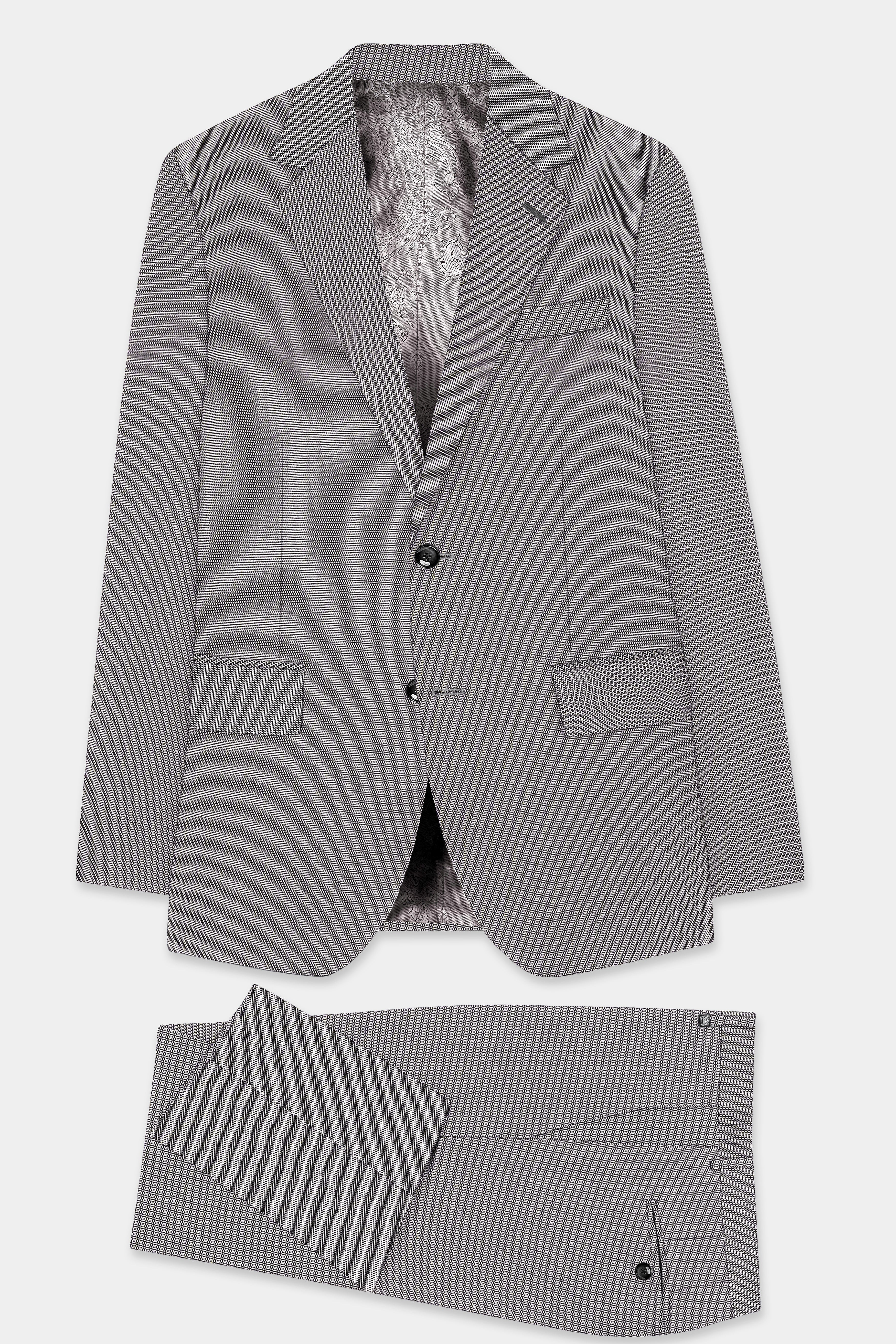 Vampire Gray Textured Wool Blend Single Breasted Suit