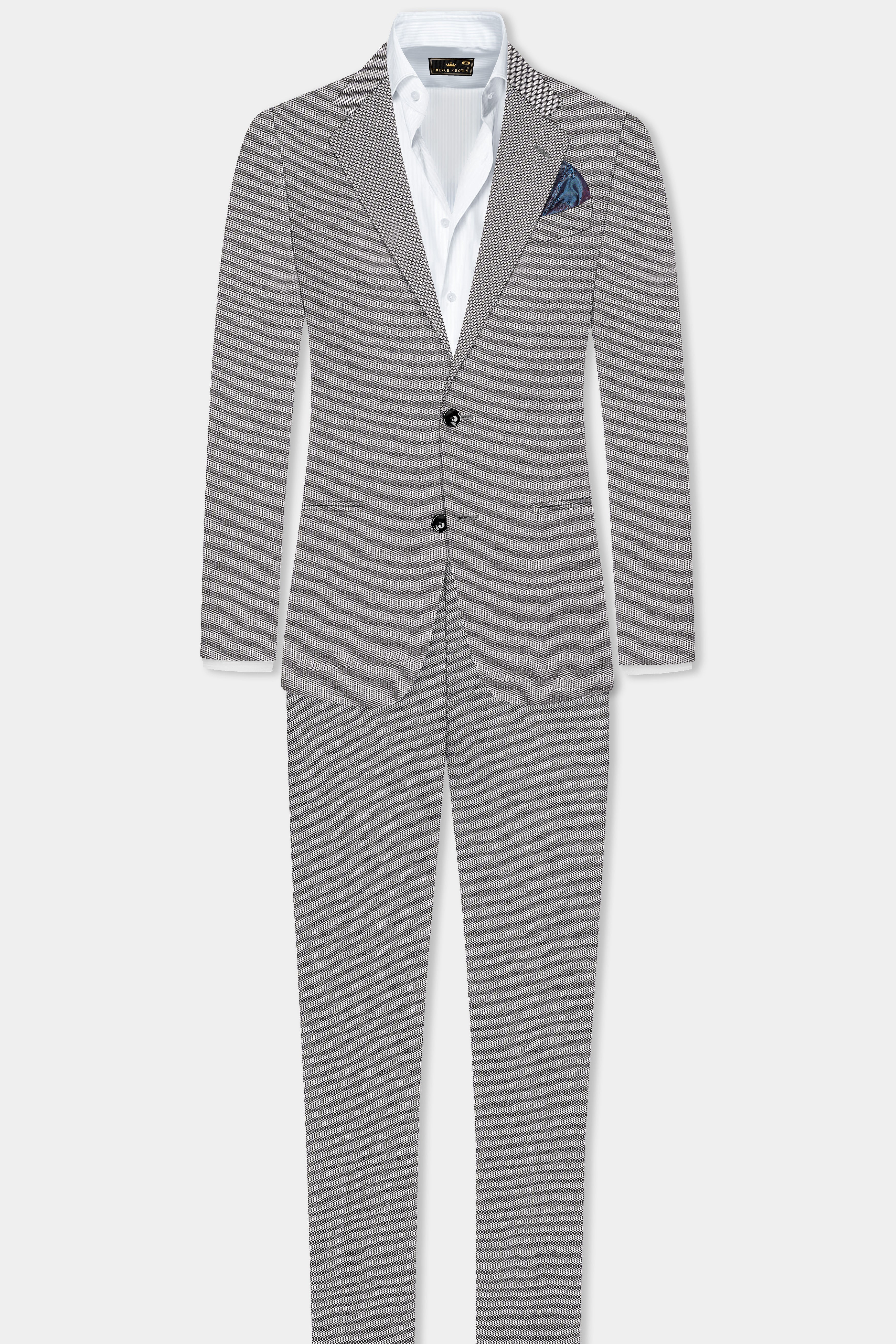 Vampire Gray Textured Wool Blend Single Breasted Suit