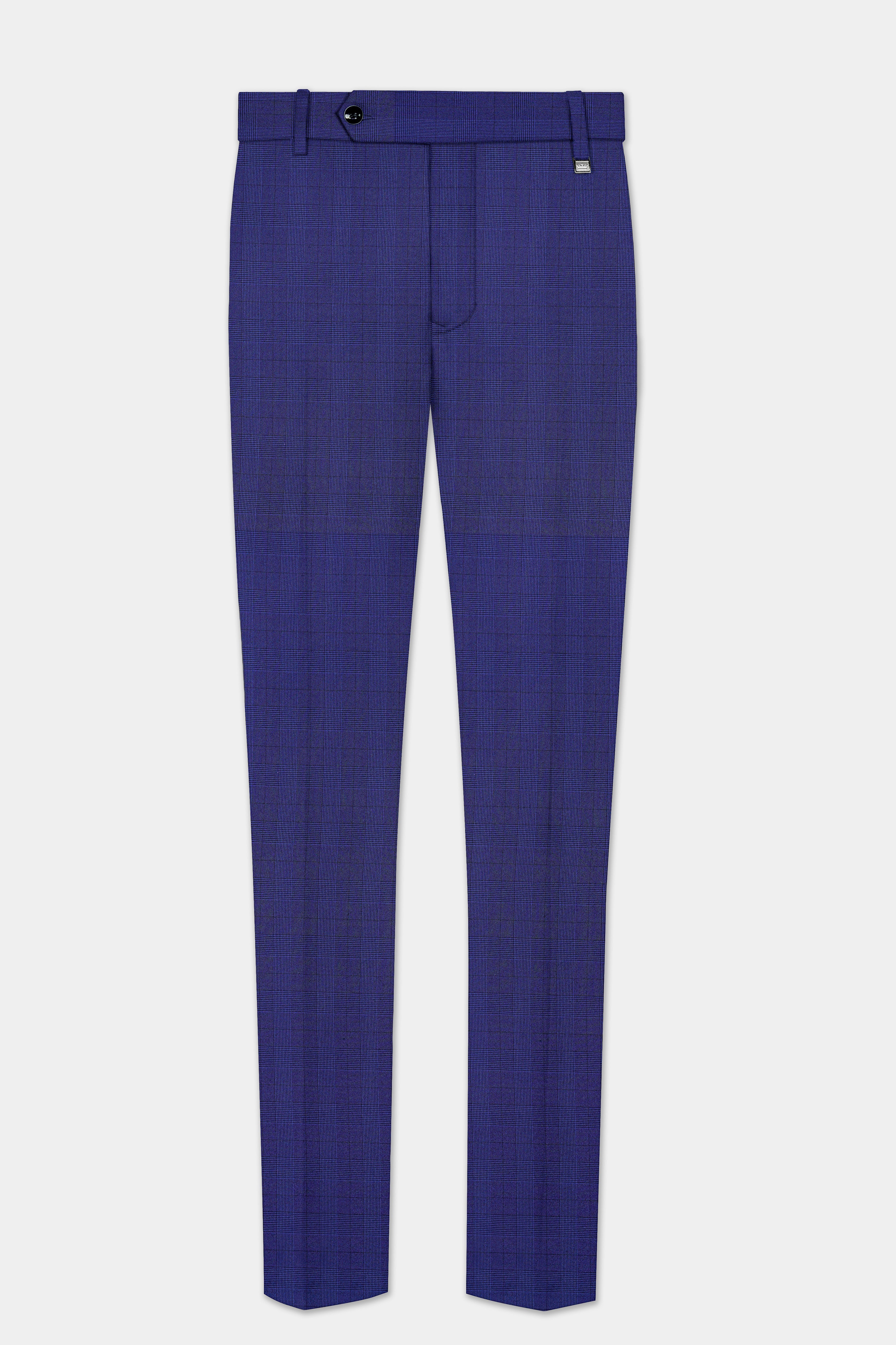 Martinique Blue Plaid Wool Blend Double Breasted Suit