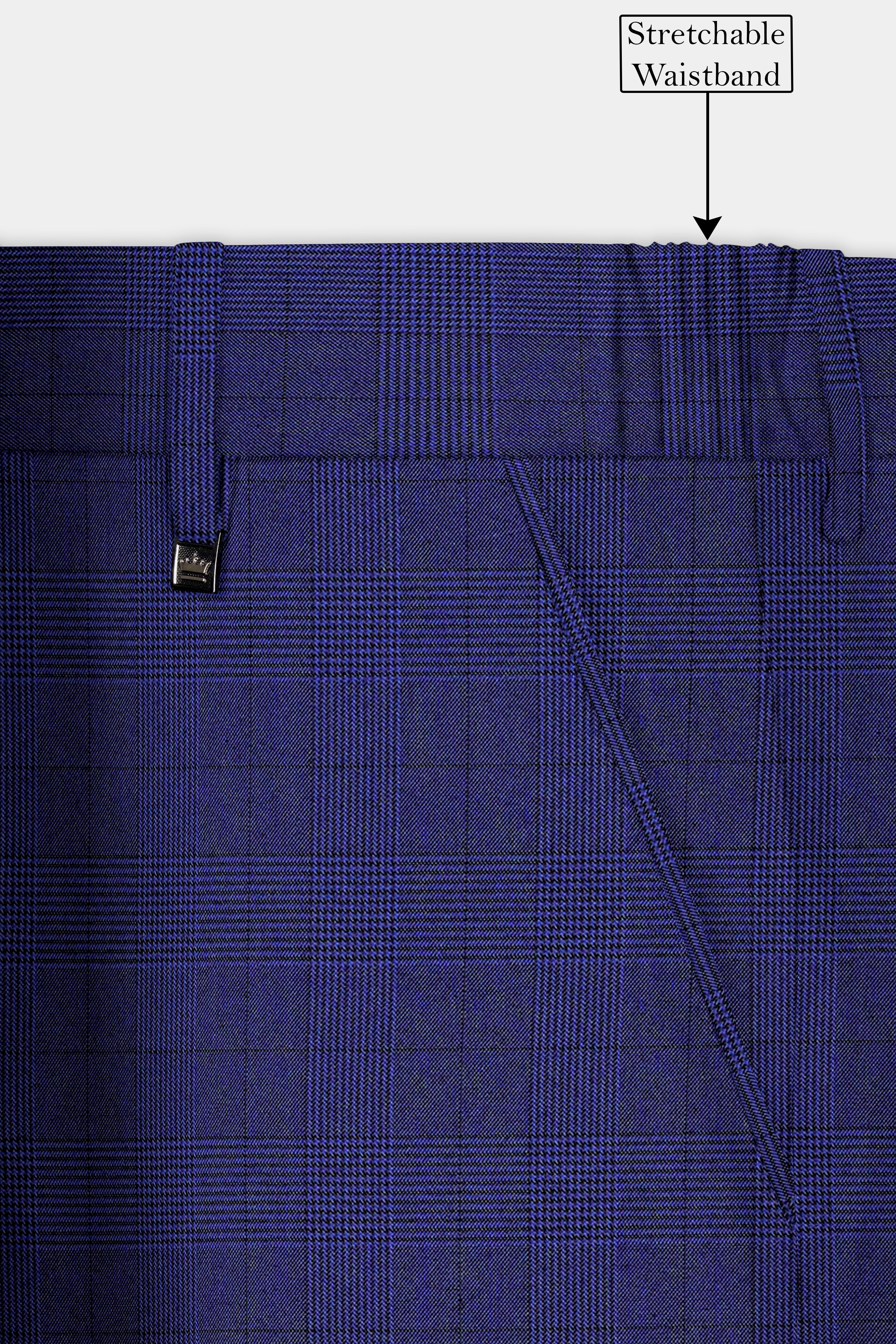 Martinique Blue Plaid Wool Blend Double Breasted Suit