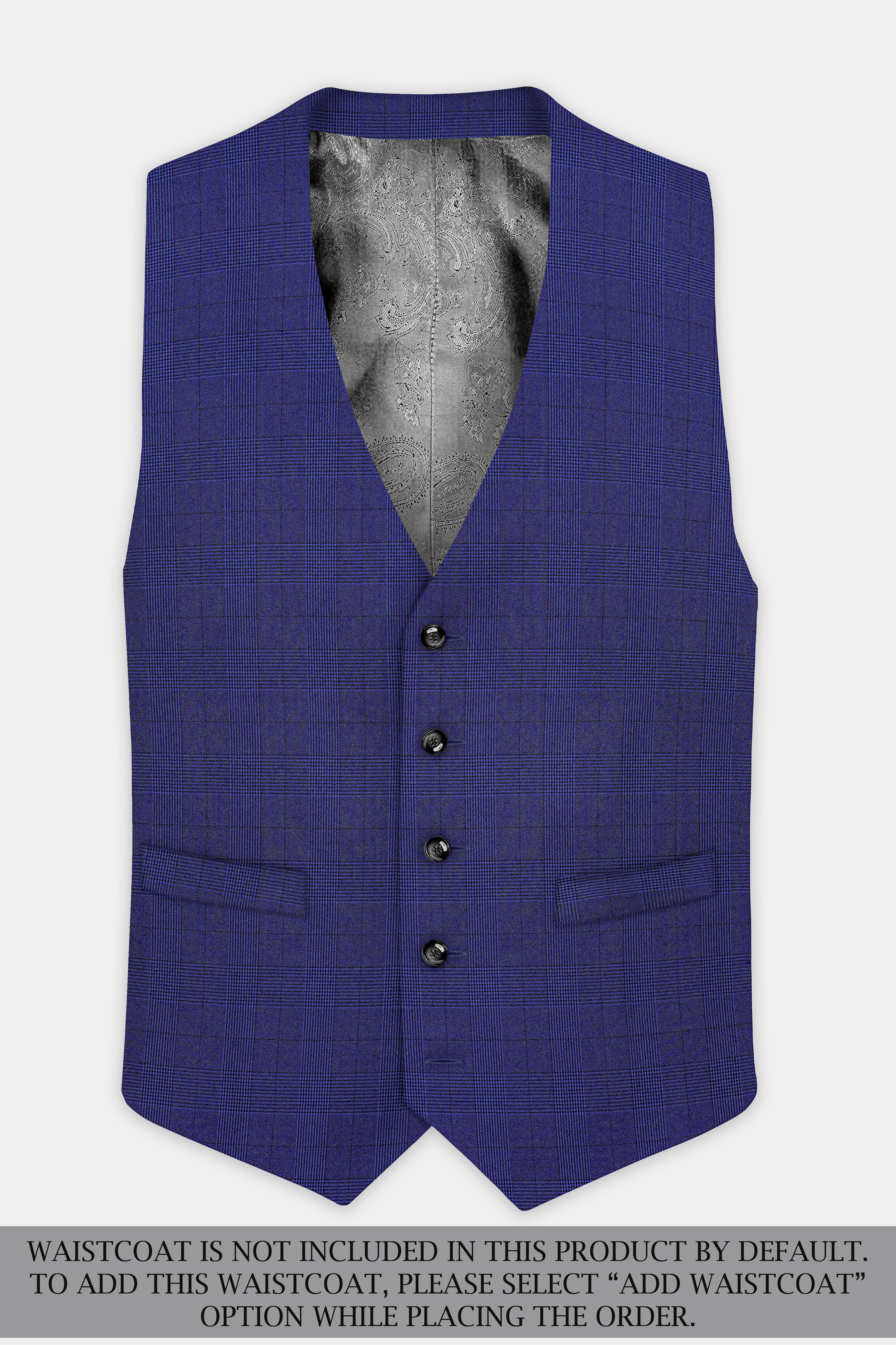 Martinique Blue Plaid Wool Blend Double Breasted Suit