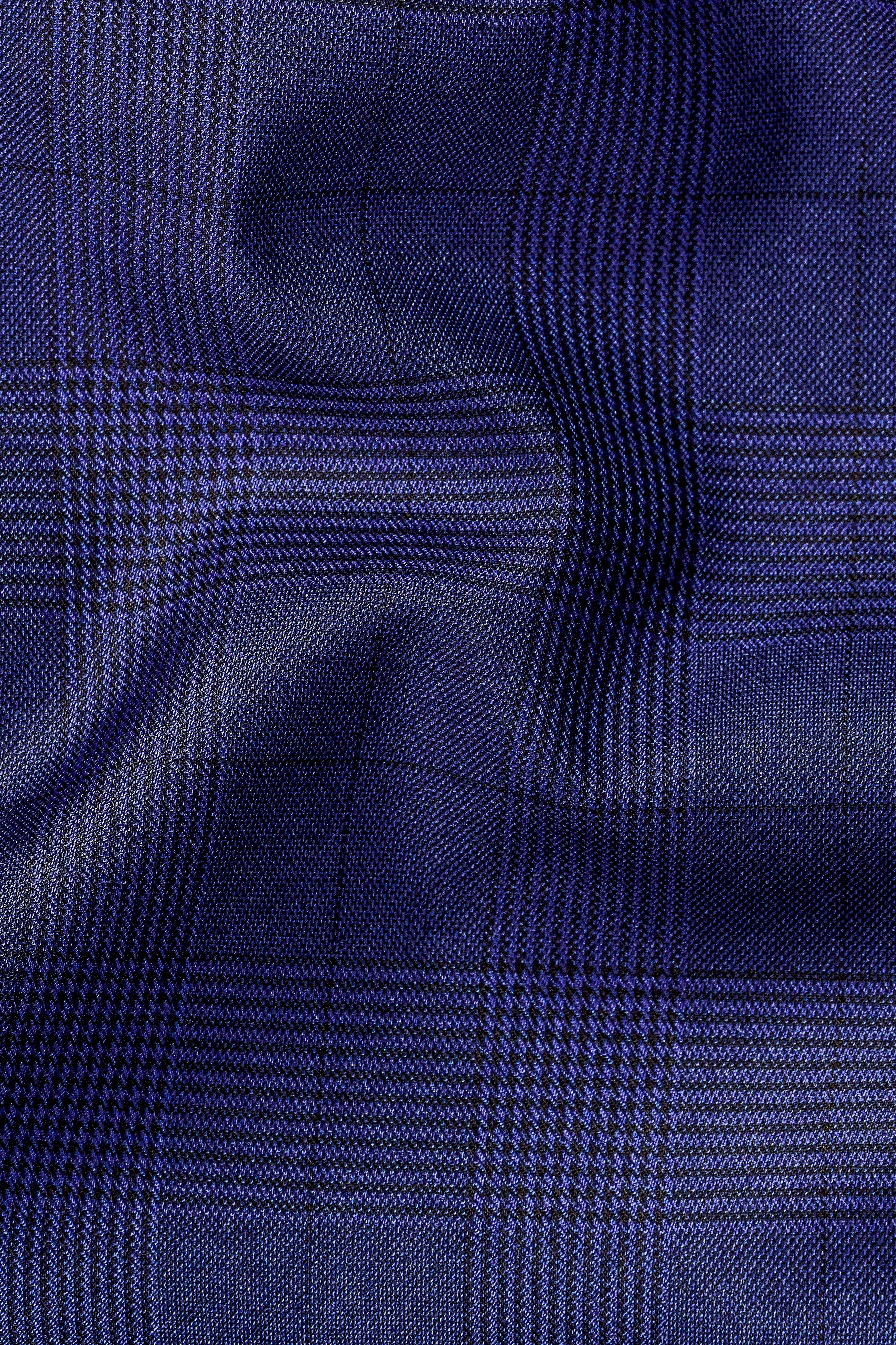 Martinique Blue Plaid Wool Blend Double Breasted Suit