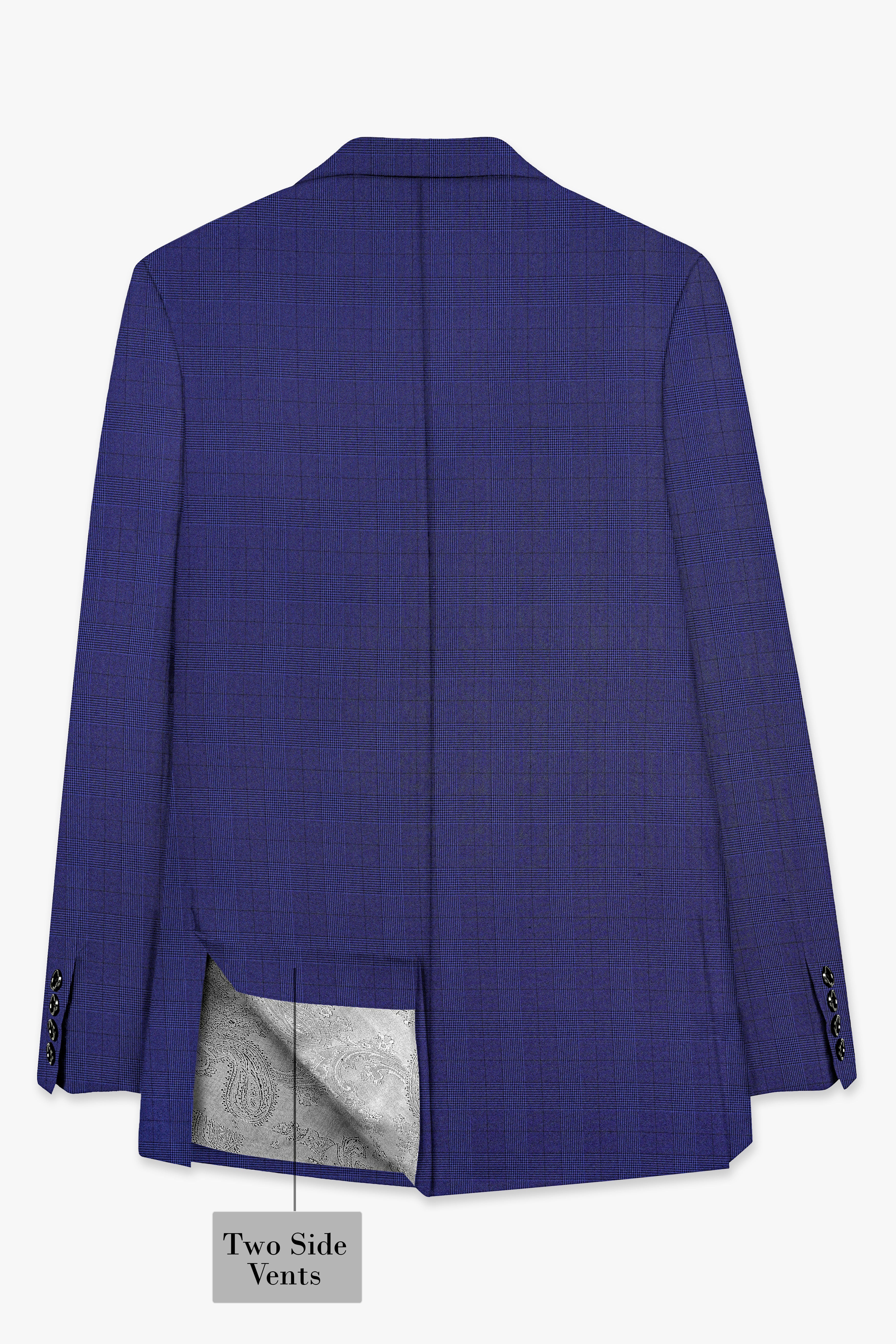 Martinique Blue Plaid Wool Blend Double Breasted Suit