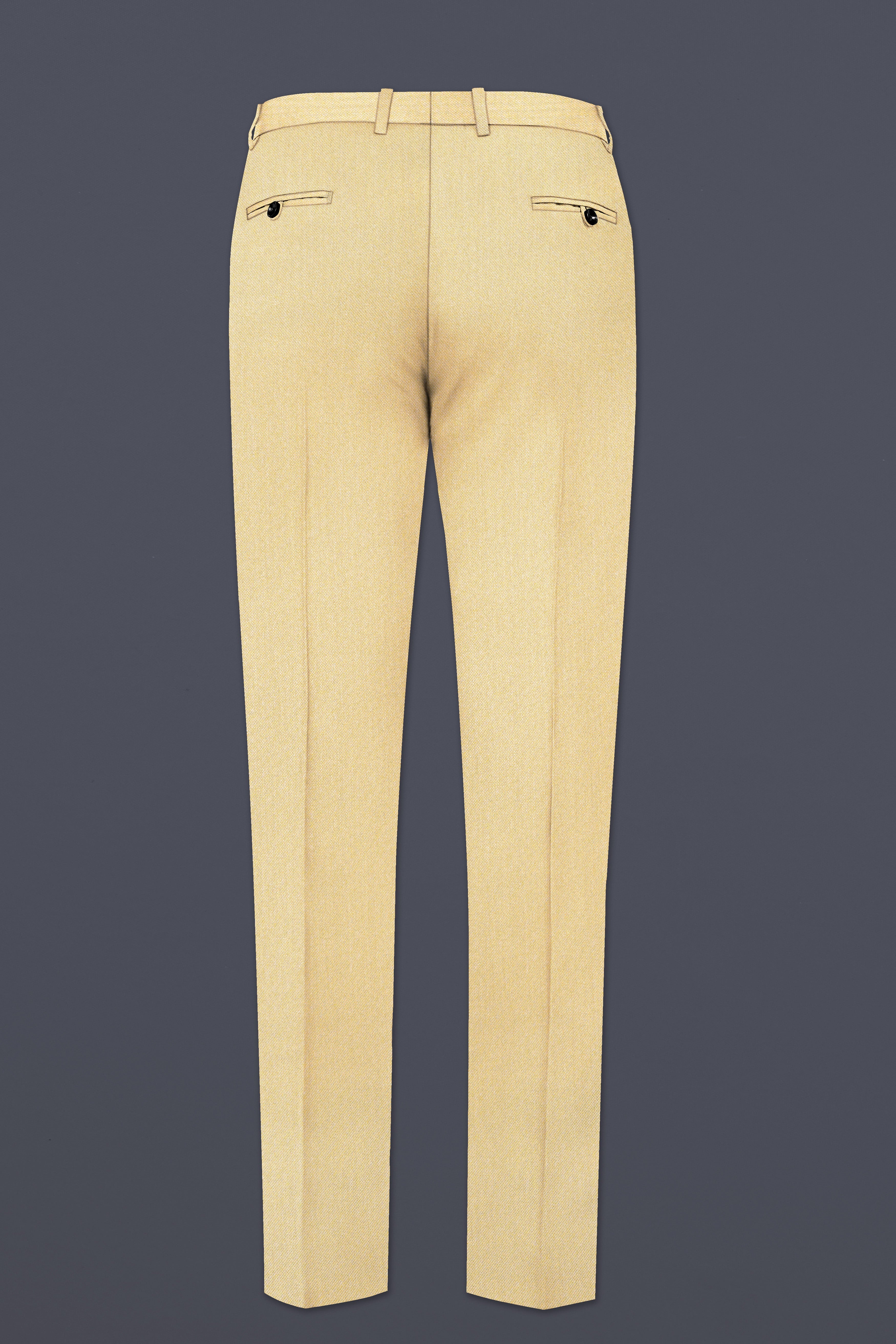 Marzipan Cream Textured Wool Blend Single Breasted Suit