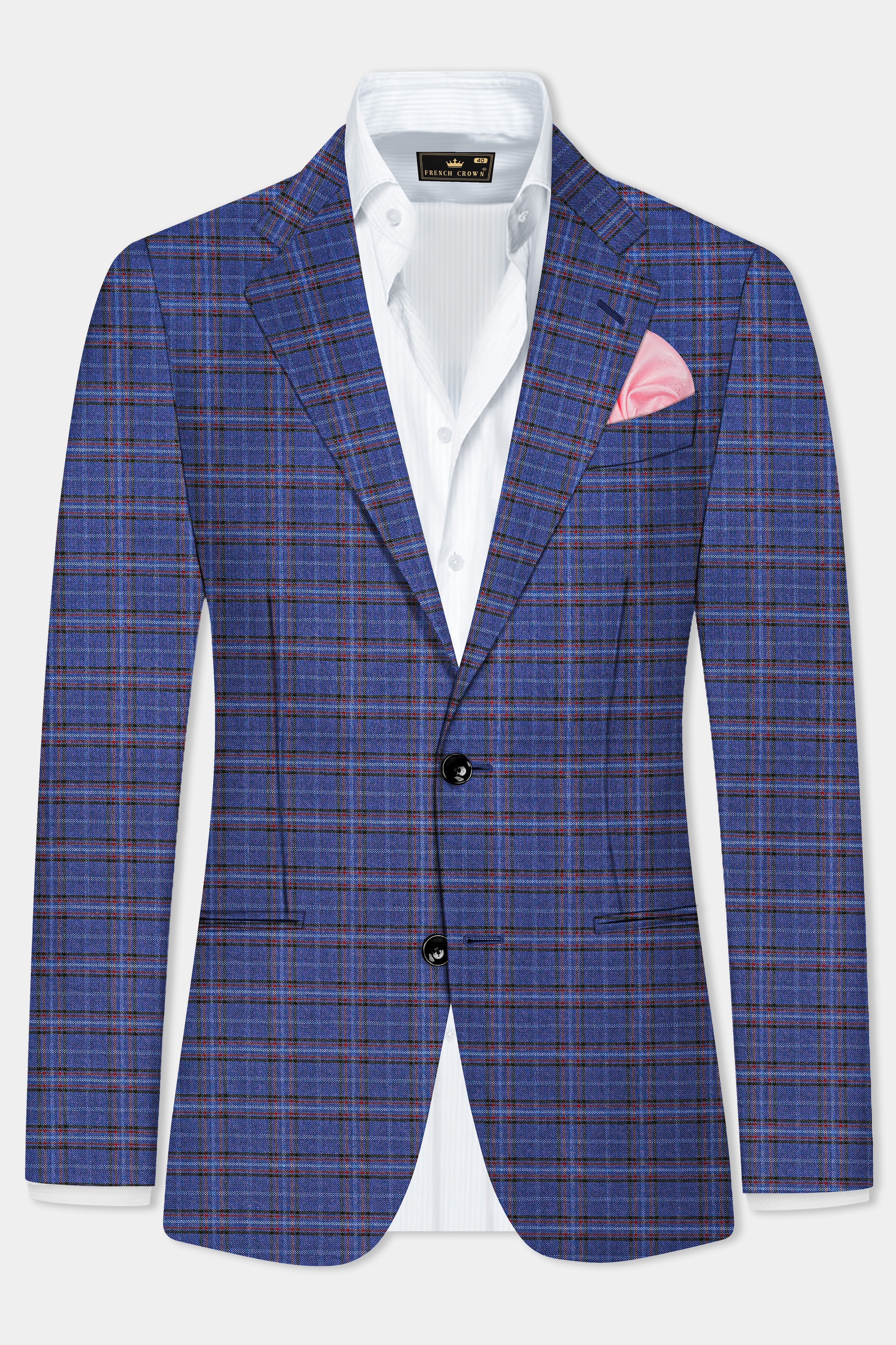 Zodiac Blue Plaid Wool Blend Single Breasted Suit