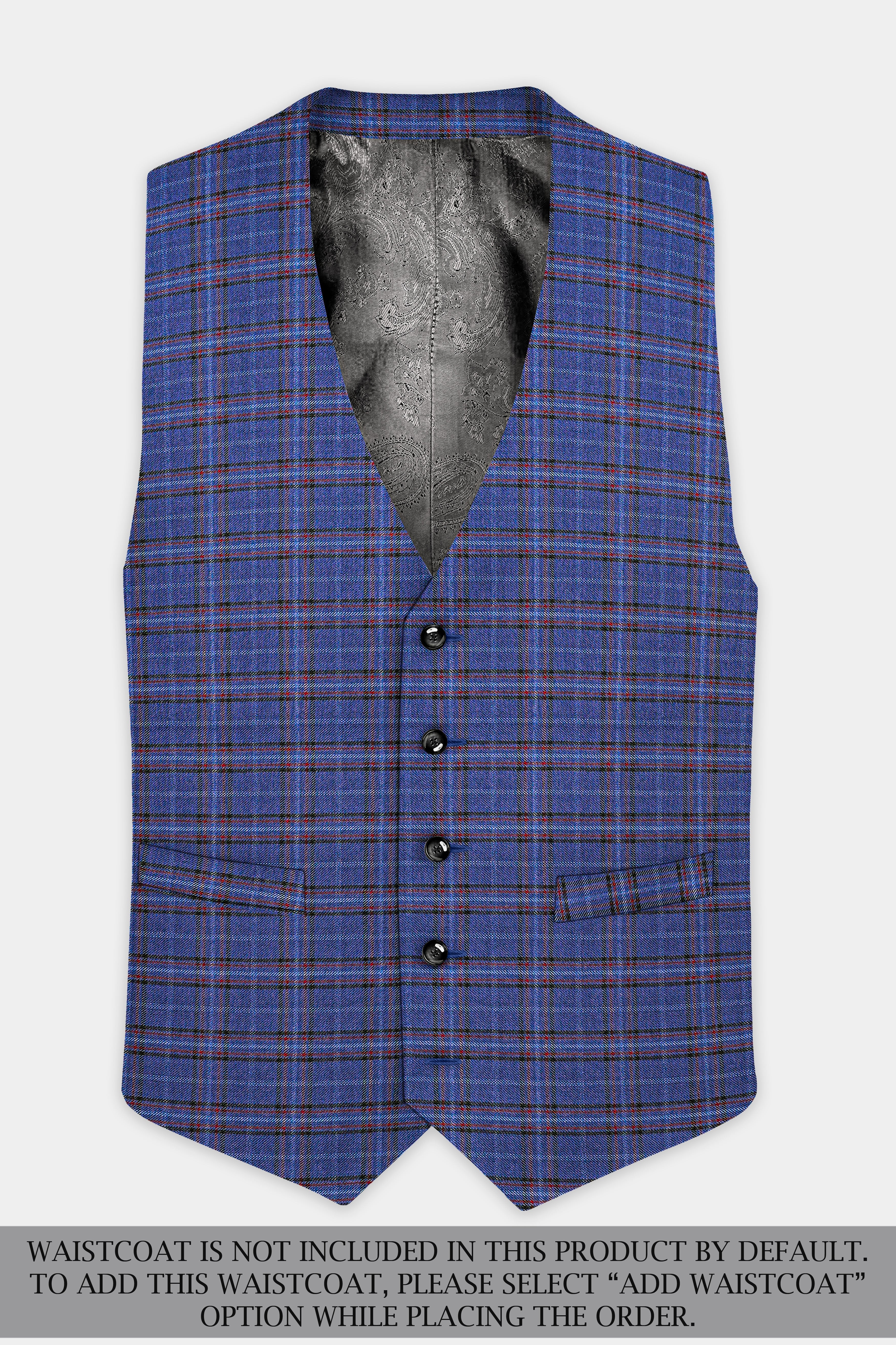 Zodiac Blue Plaid Wool Blend Single Breasted Suit