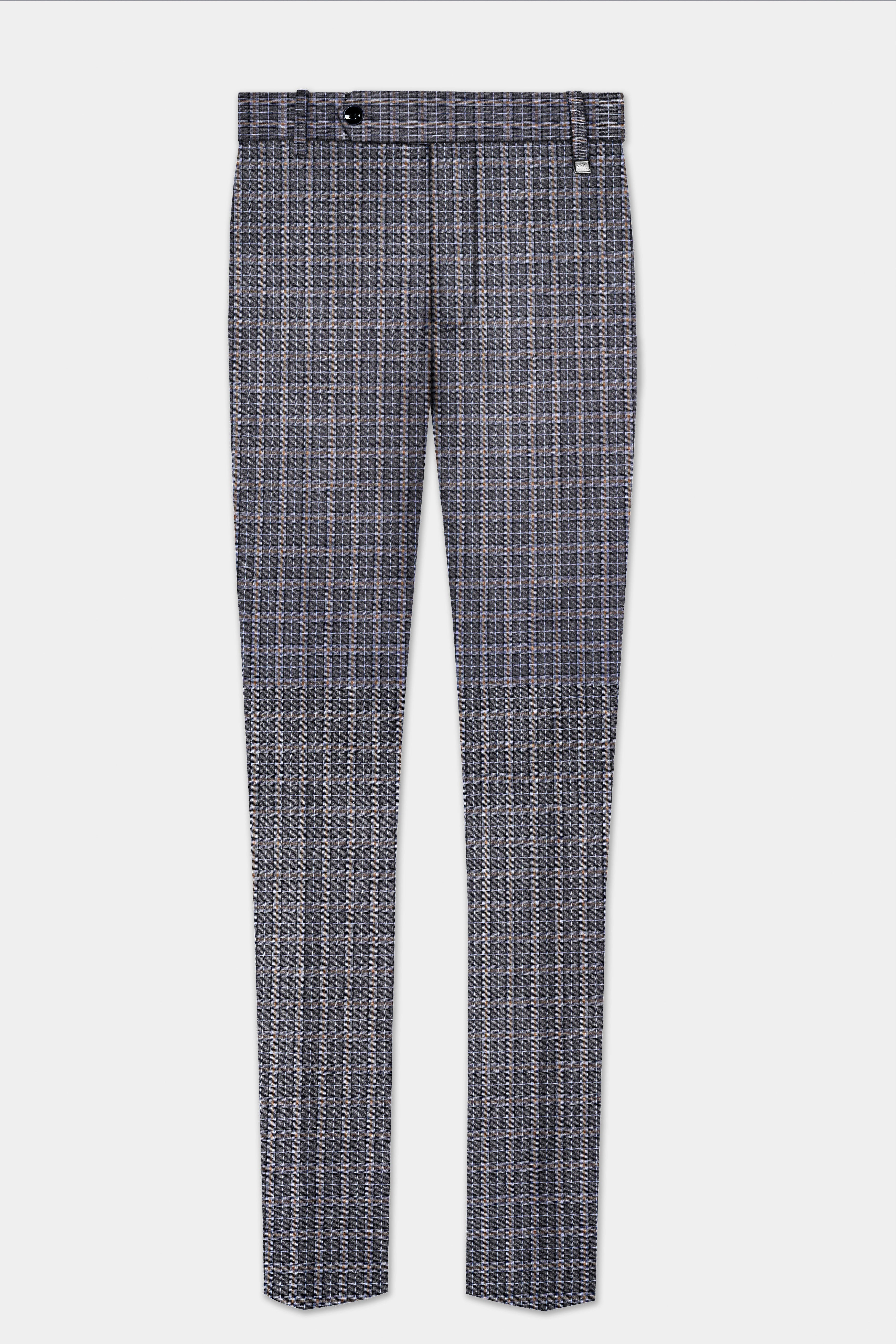 Smokey Gray Plaid Wool Blend Double Breasted Suit