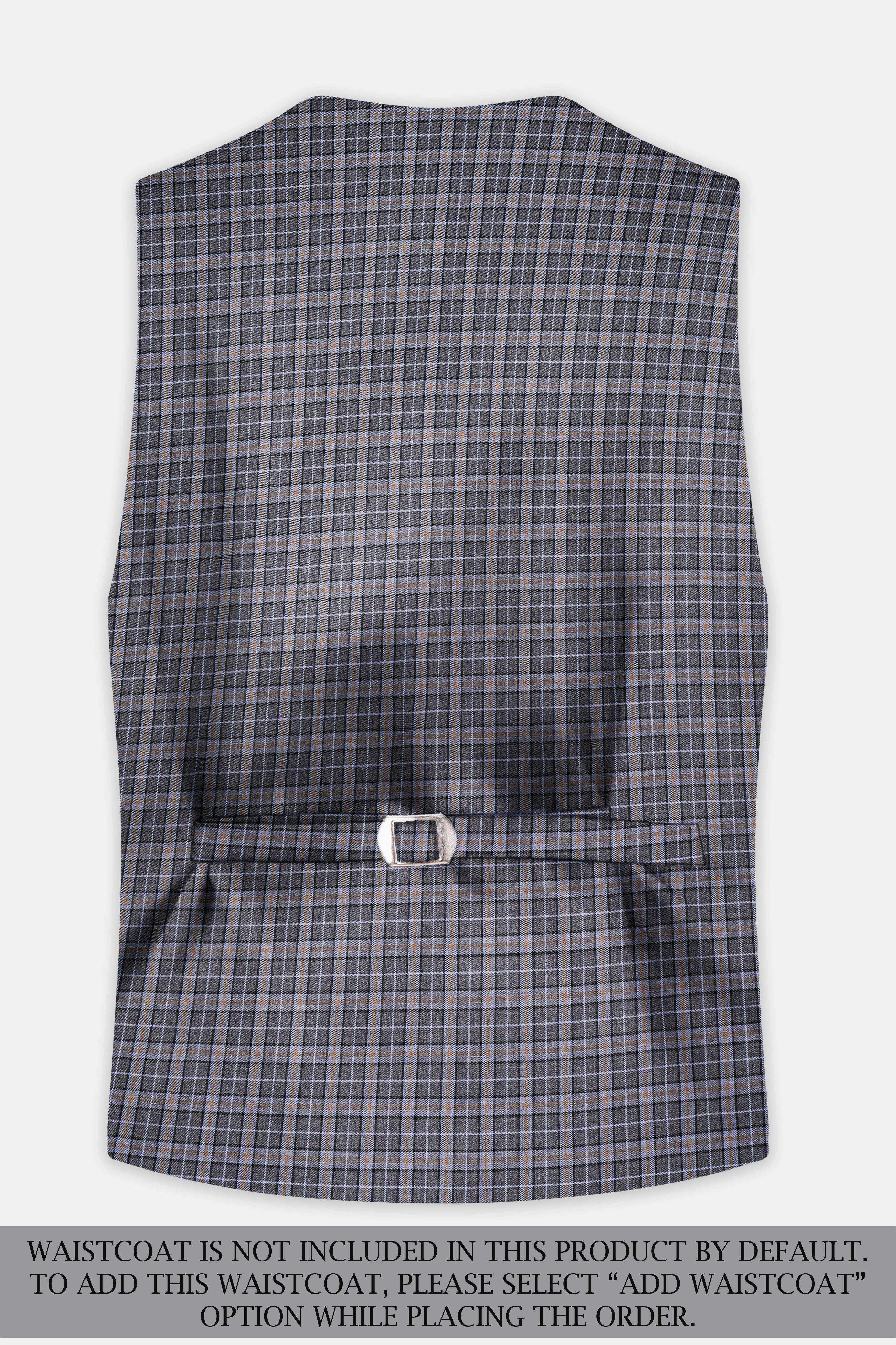 Smokey Gray Plaid Wool Blend Double Breasted Suit