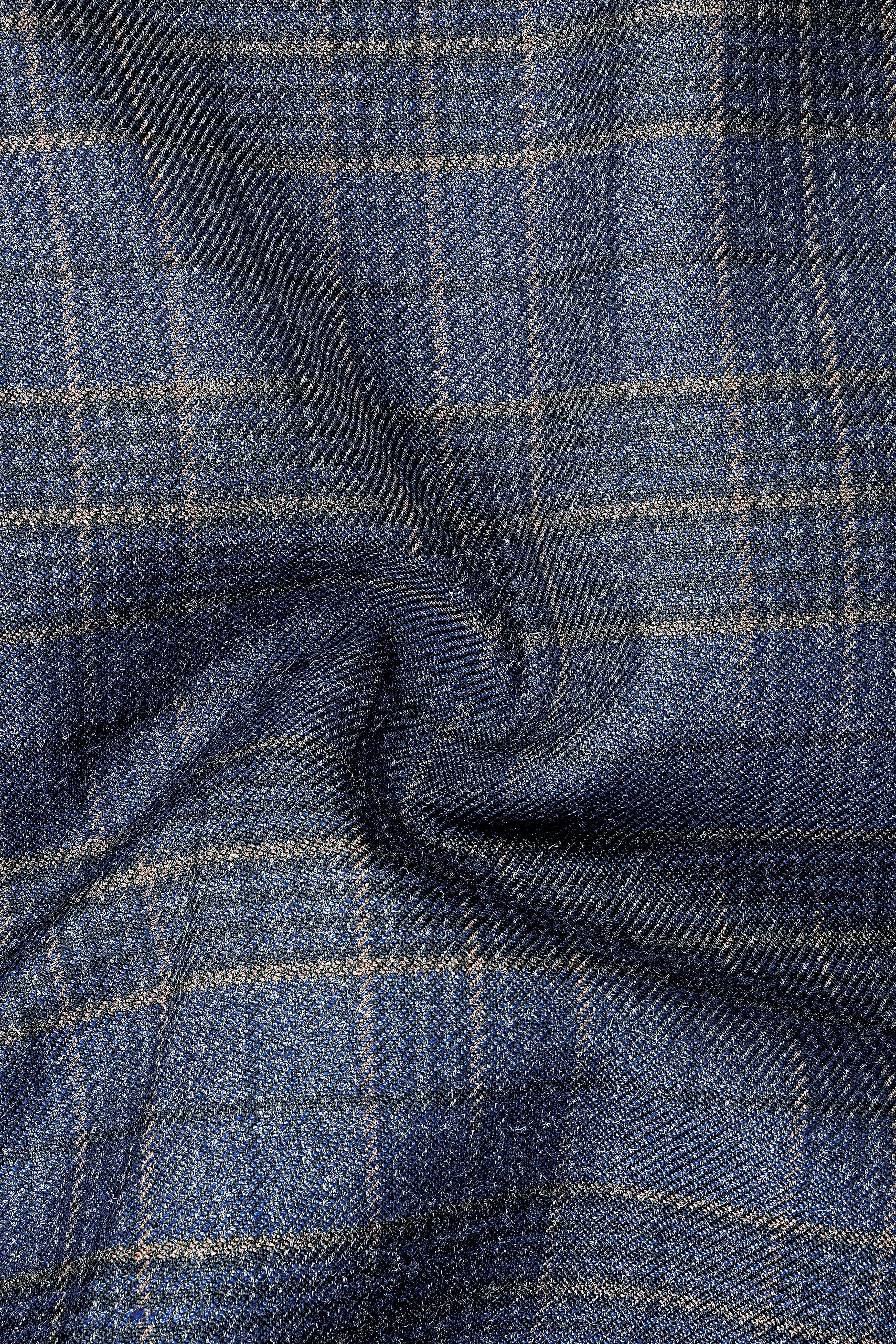 Dianne Blue Plaid Wool Blend Single Breasted Designer Suit