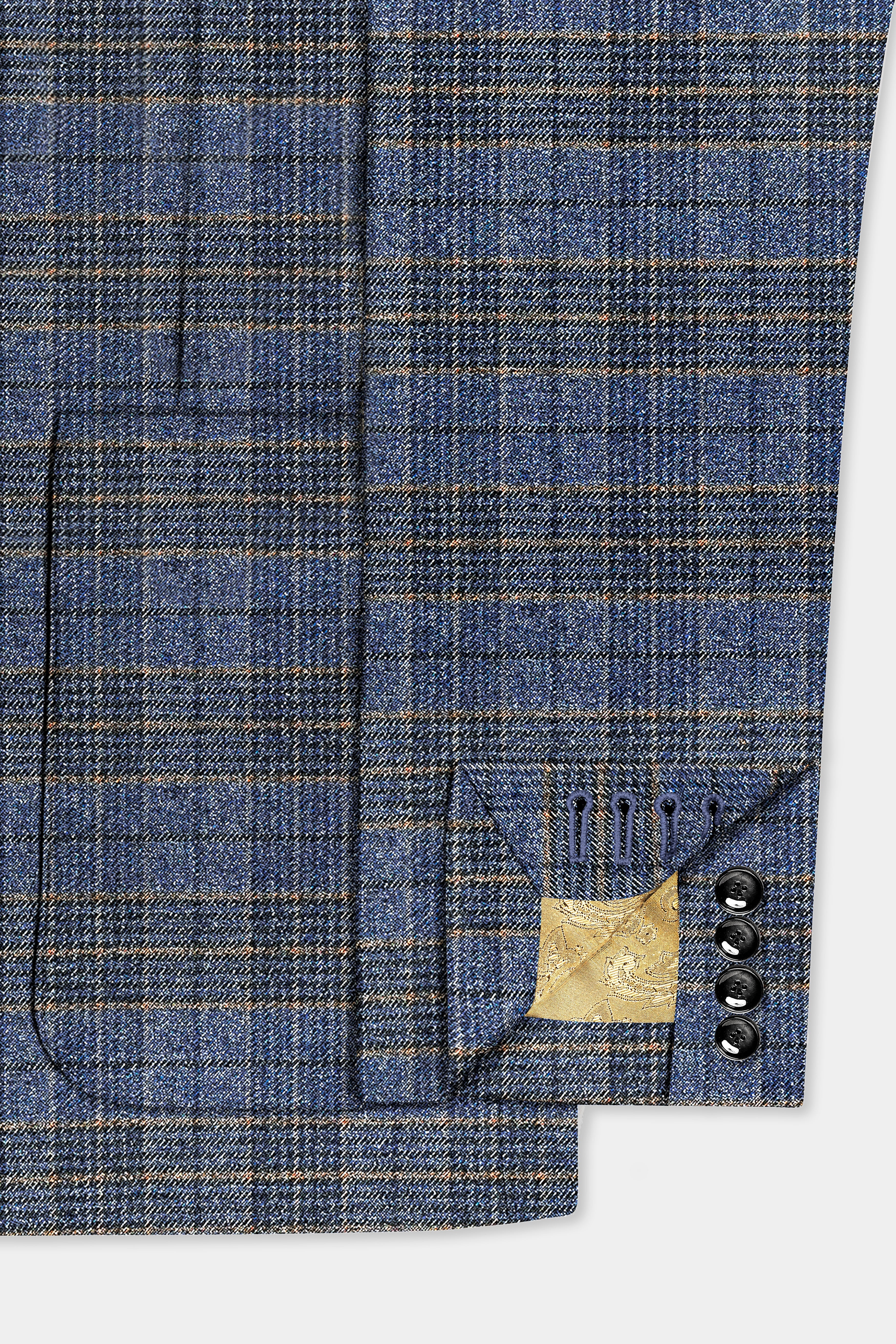 Dianne Blue Plaid Wool Blend Single Breasted Designer Suit