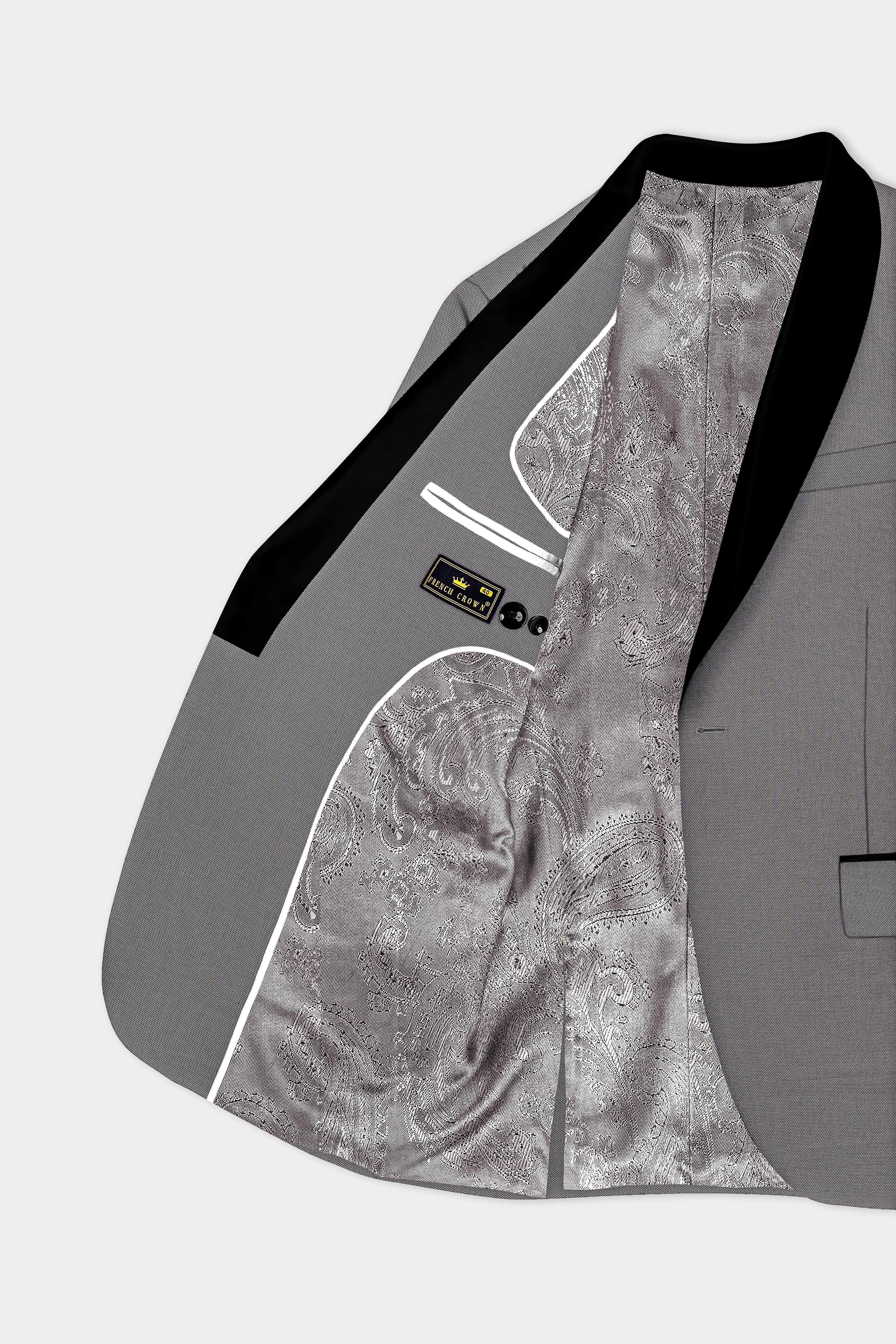 Vampire Gray Textured Wool Blend Tuxedo Suit