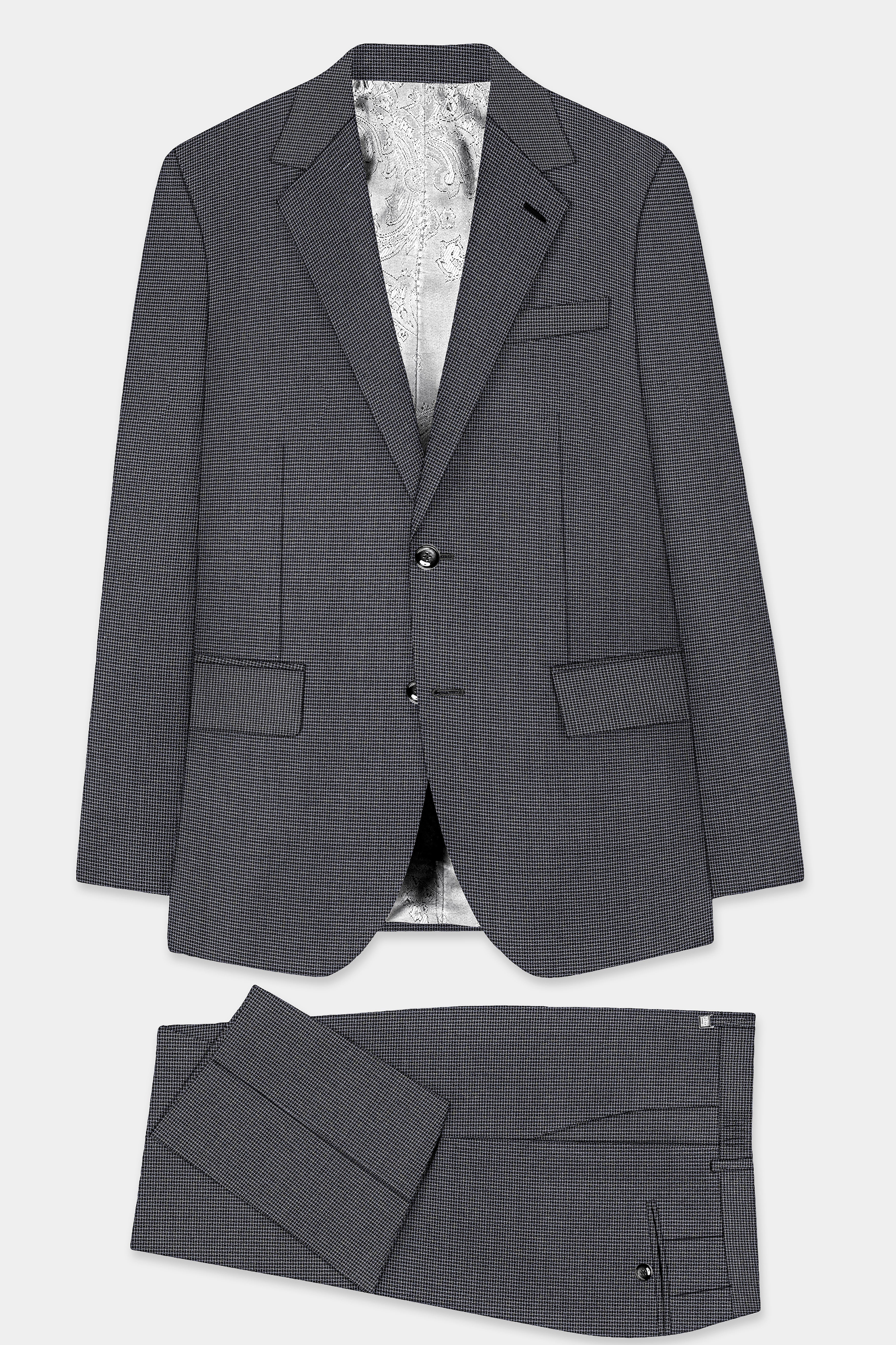 Shaft Gray Textured Wool Blend Single Breasted Suit