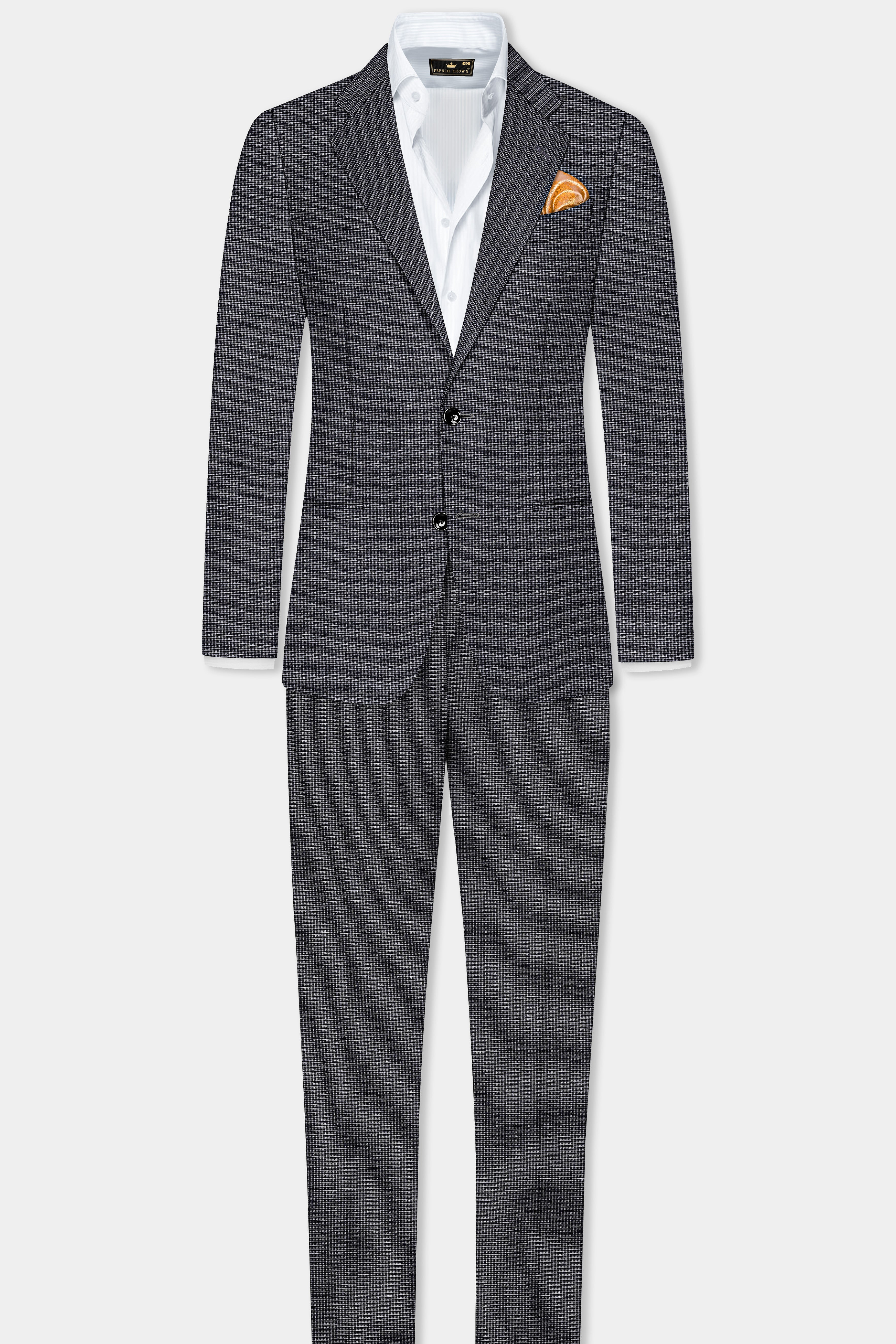 Shaft Gray Textured Wool Blend Single Breasted Suit