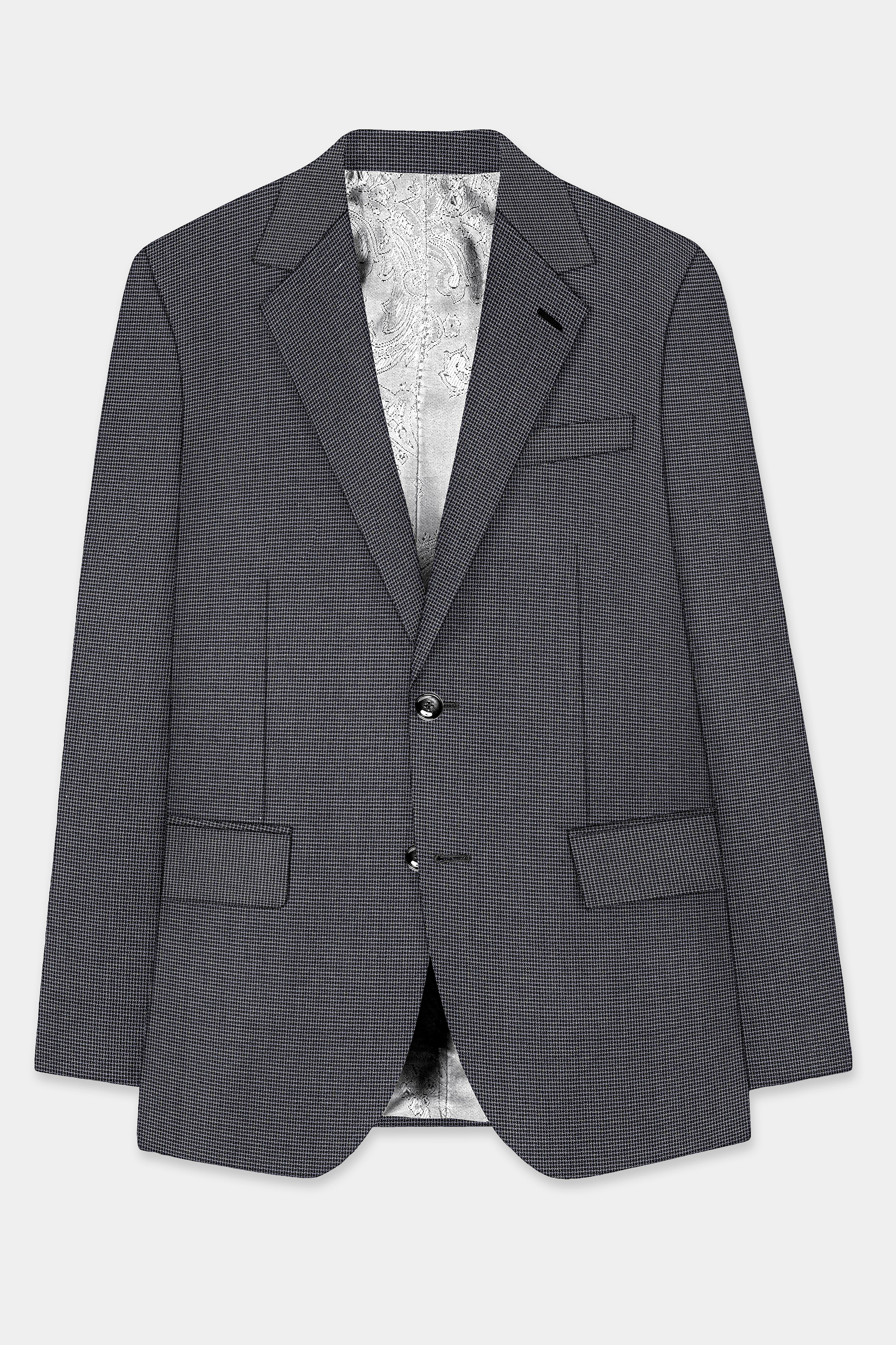 Shaft Gray Textured Wool Blend Single Breasted Suit