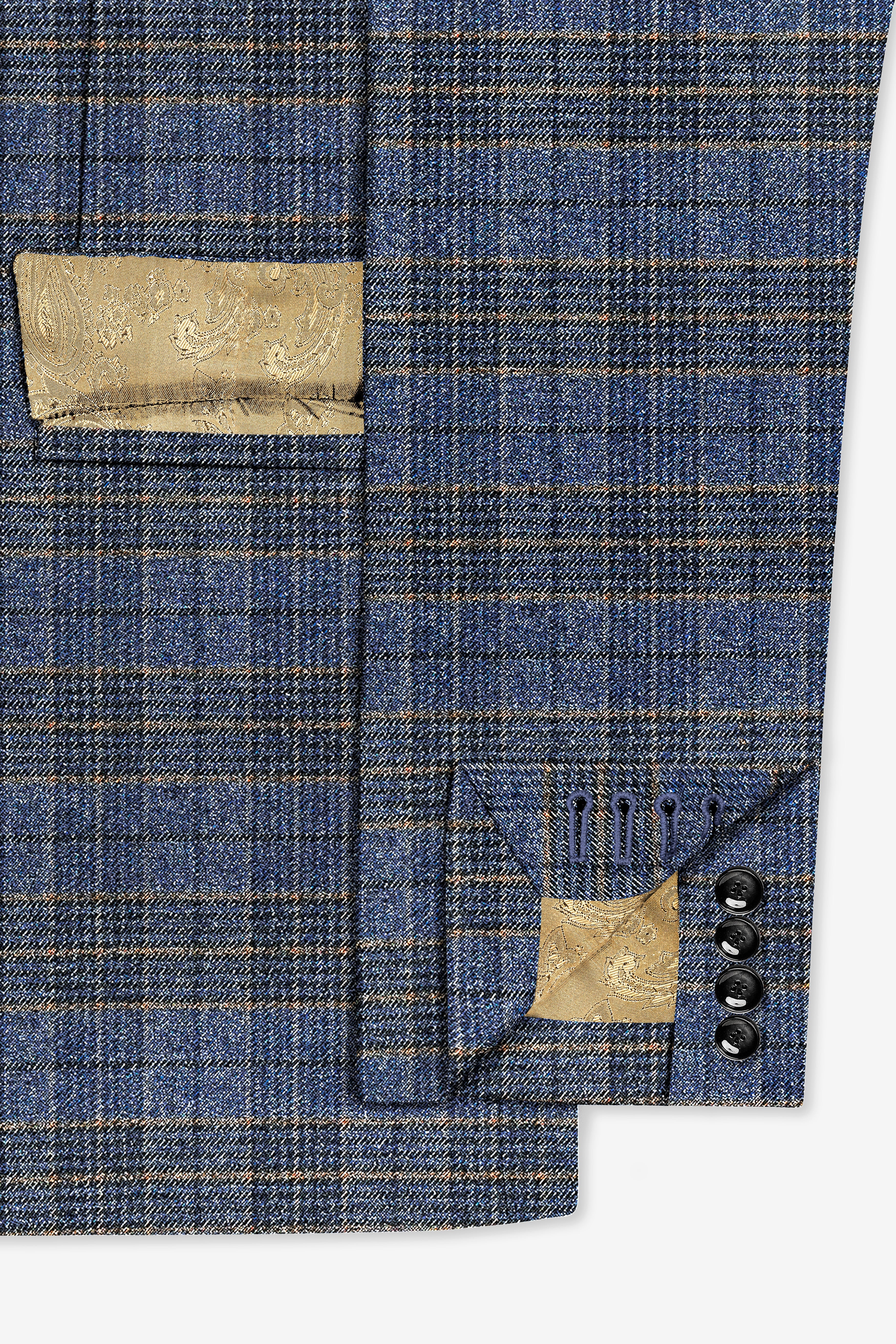 Dianne Blue Plaid Wool Blend Double Breasted Suit