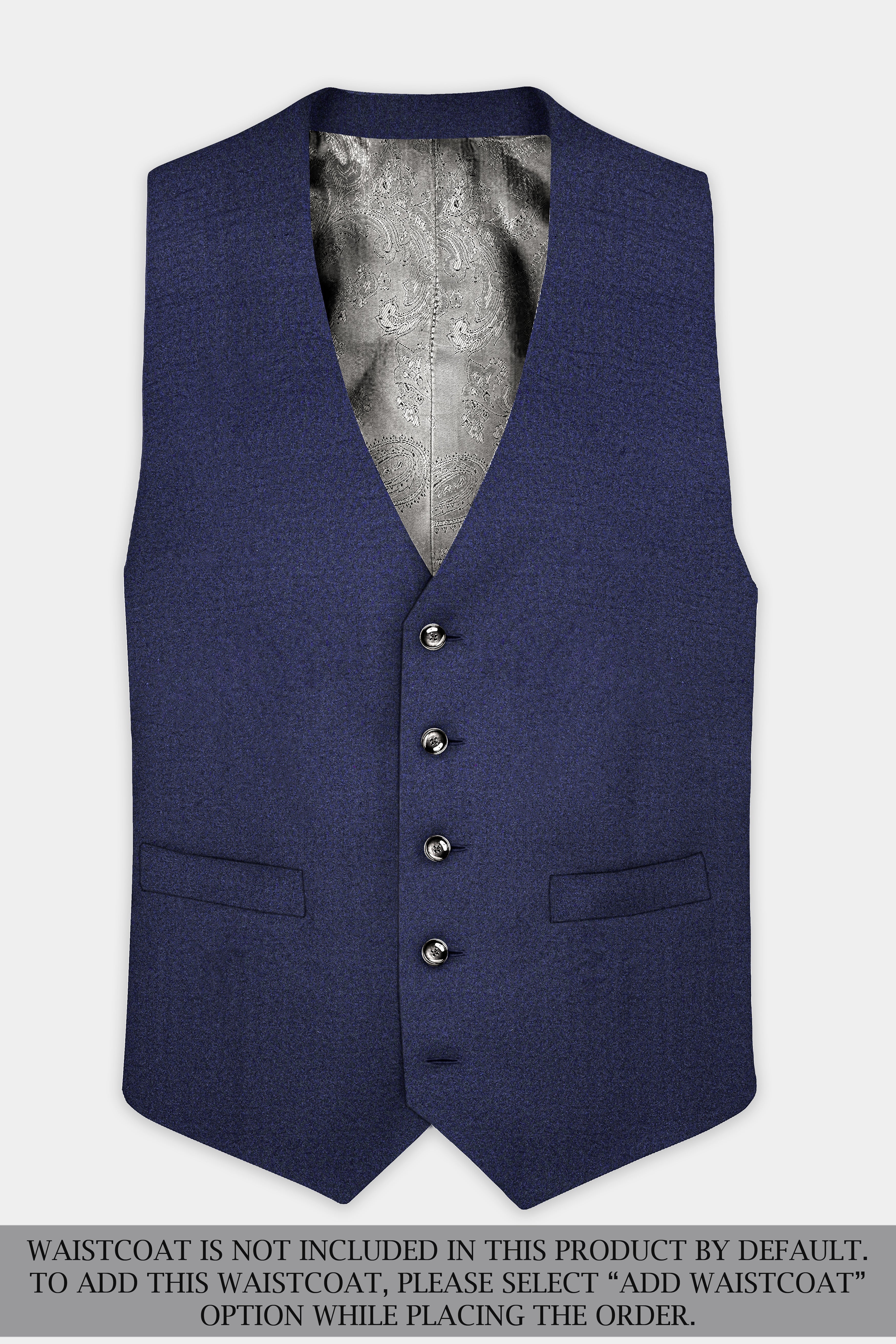 Thunder Blue Solid Wool Blend Peak Collar Tuxedo Suit