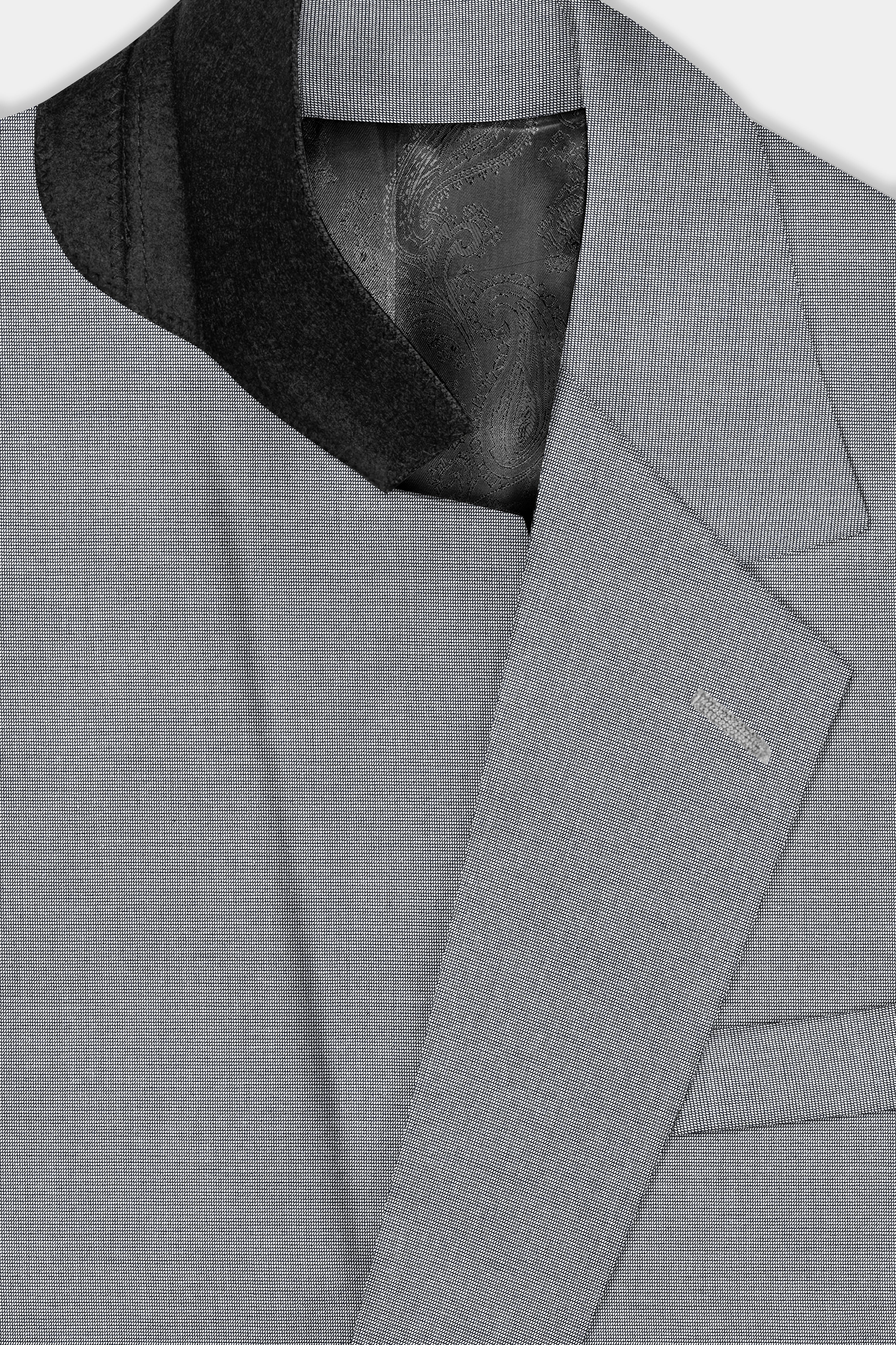 Boulder Gray Textured Wool Blend Single Breasted Suit