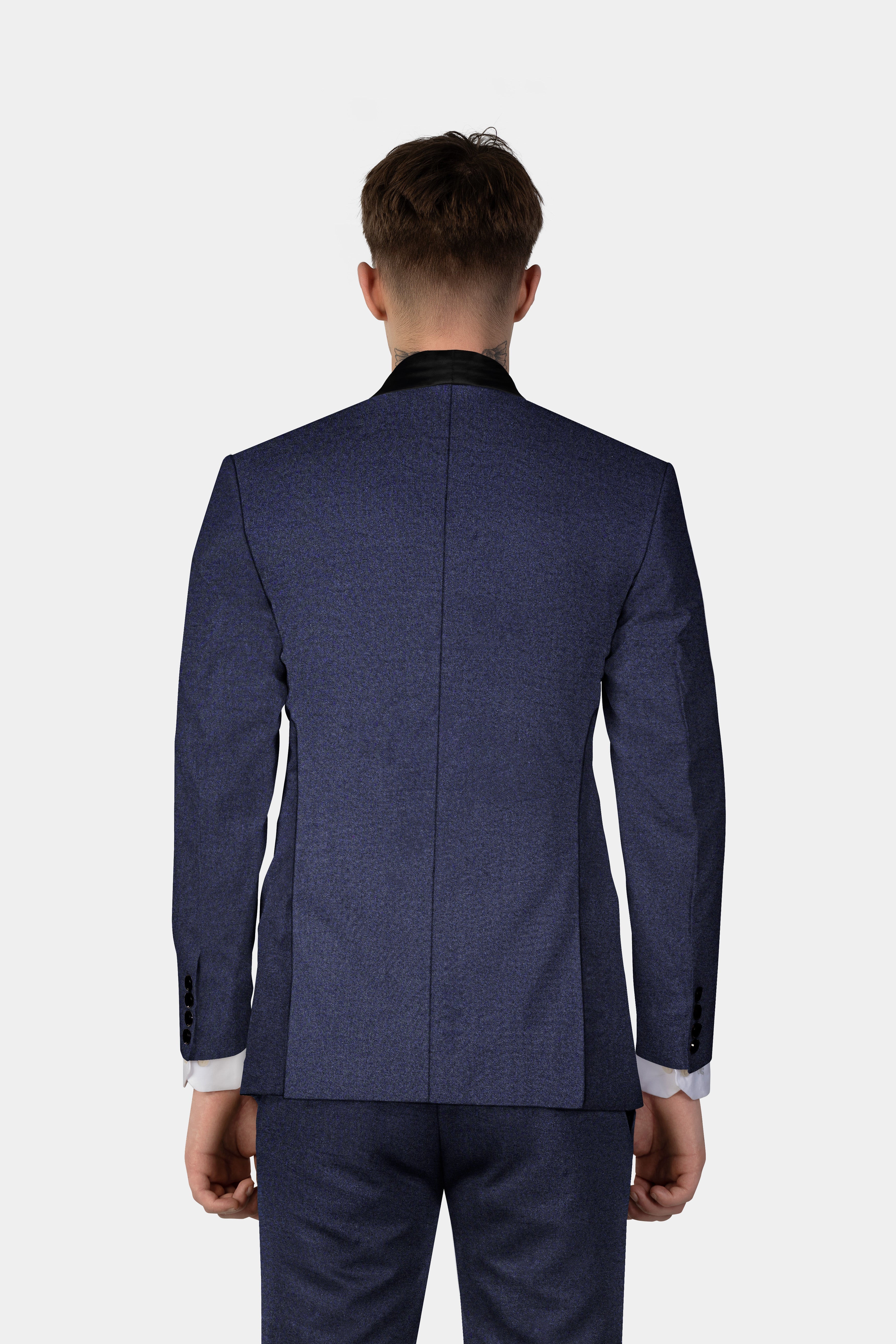 Thunder Blue Solid Wool Blend Tuxedo Suit