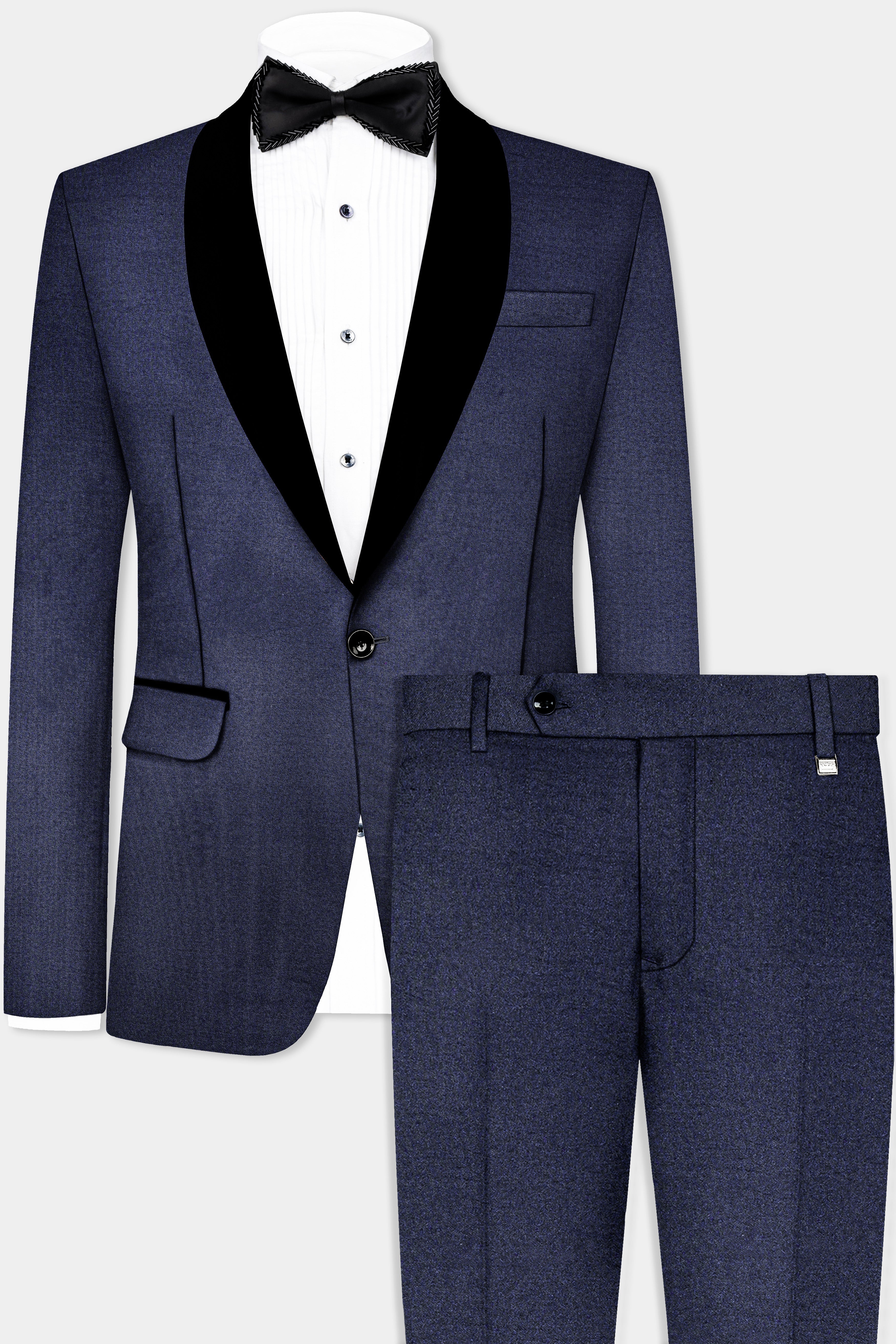 Thunder Blue Solid Wool Blend Tuxedo Suit