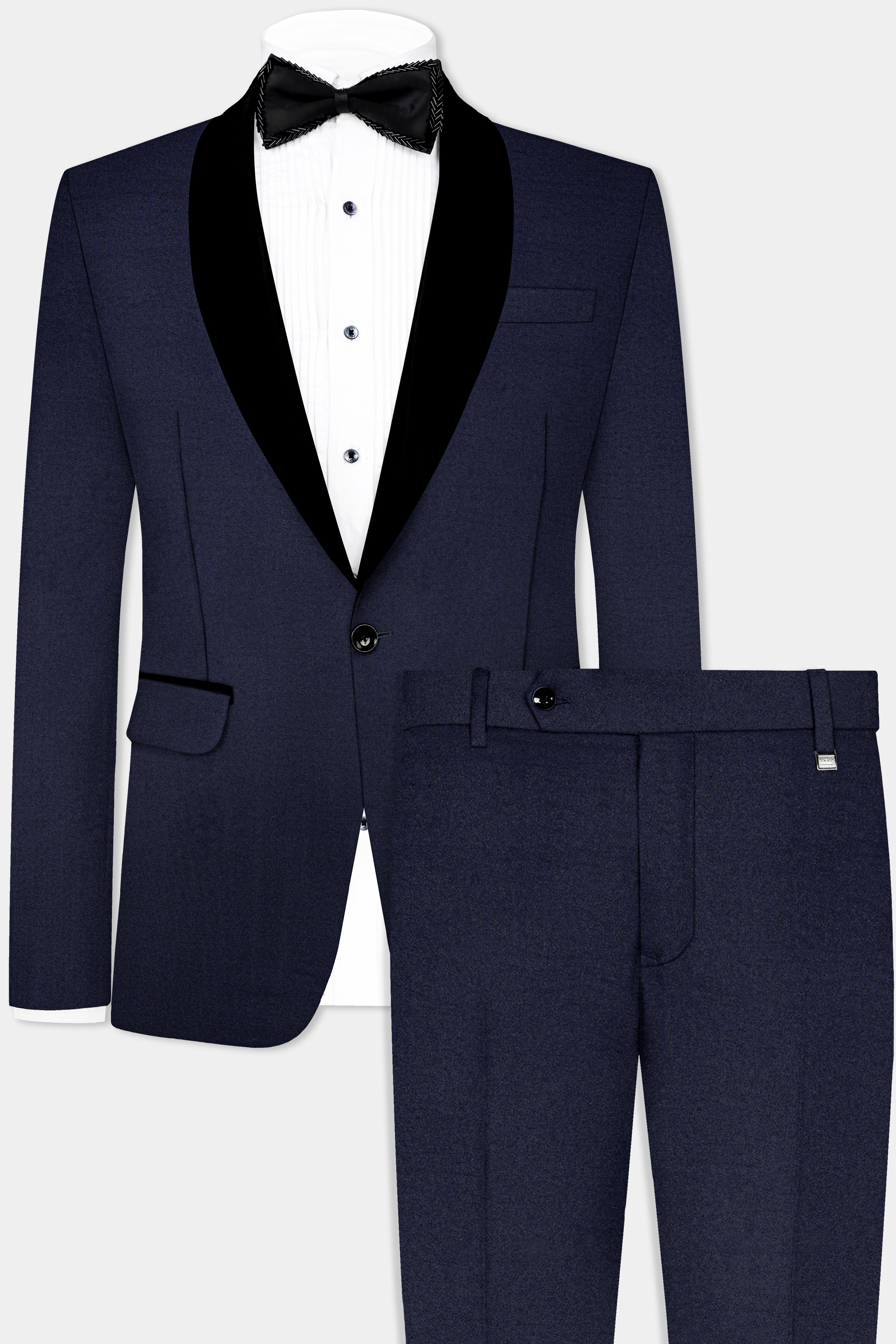 Thunder Blue Solid Wool Blend Tuxedo Suit