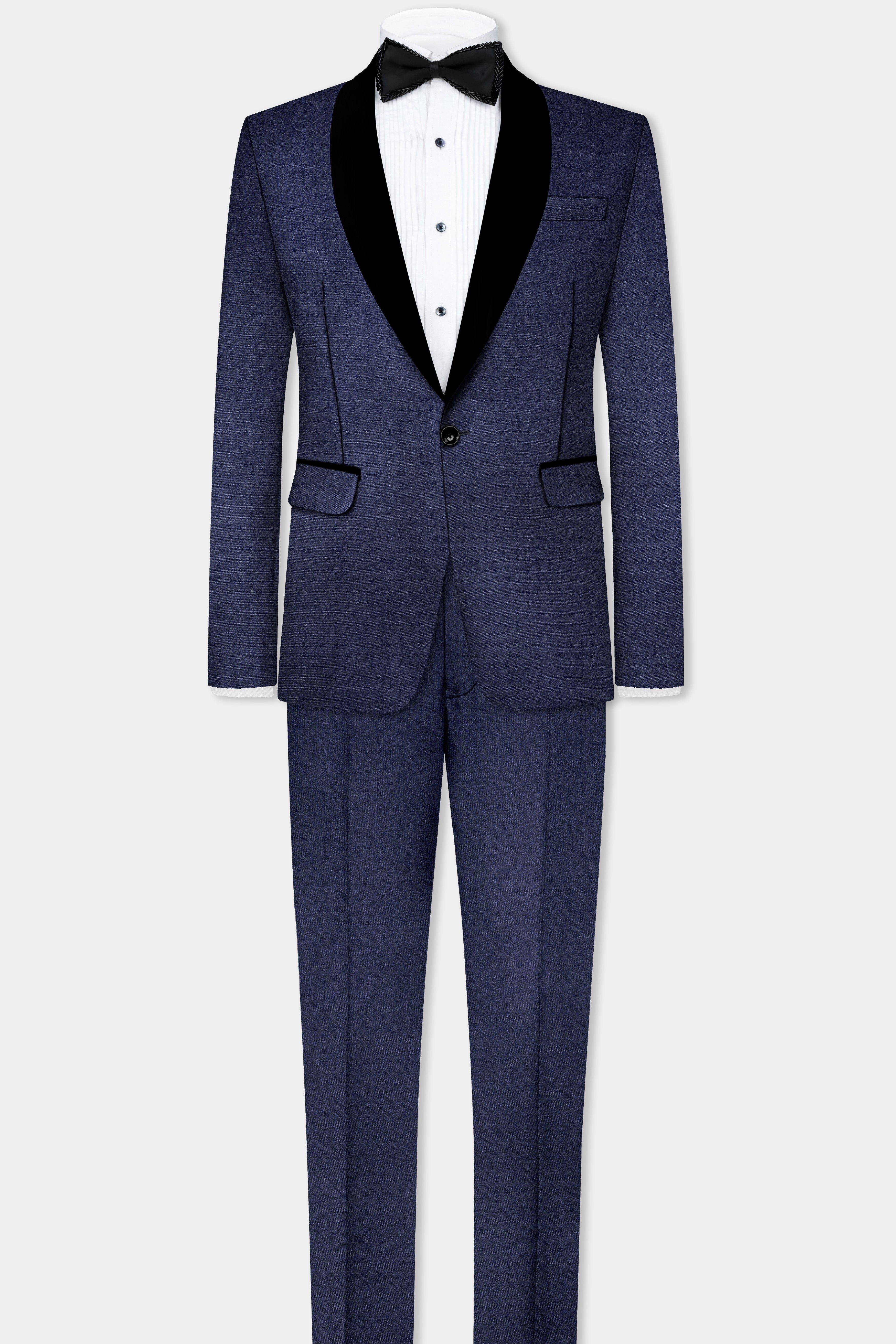 Thunder Blue Solid Wool Blend Tuxedo Suit