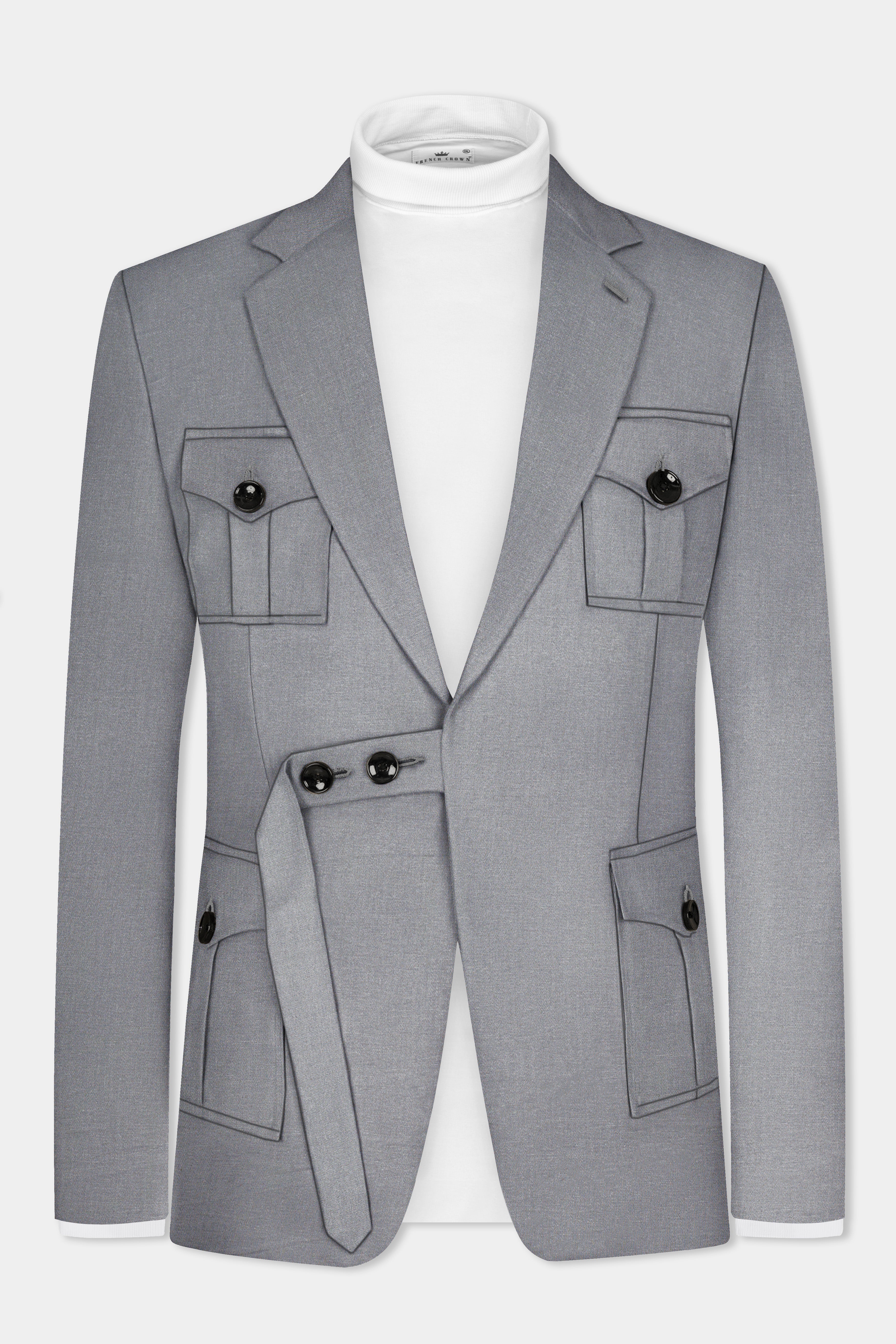 Venus Gray Solid Cotton Belt Closure Designer Suit