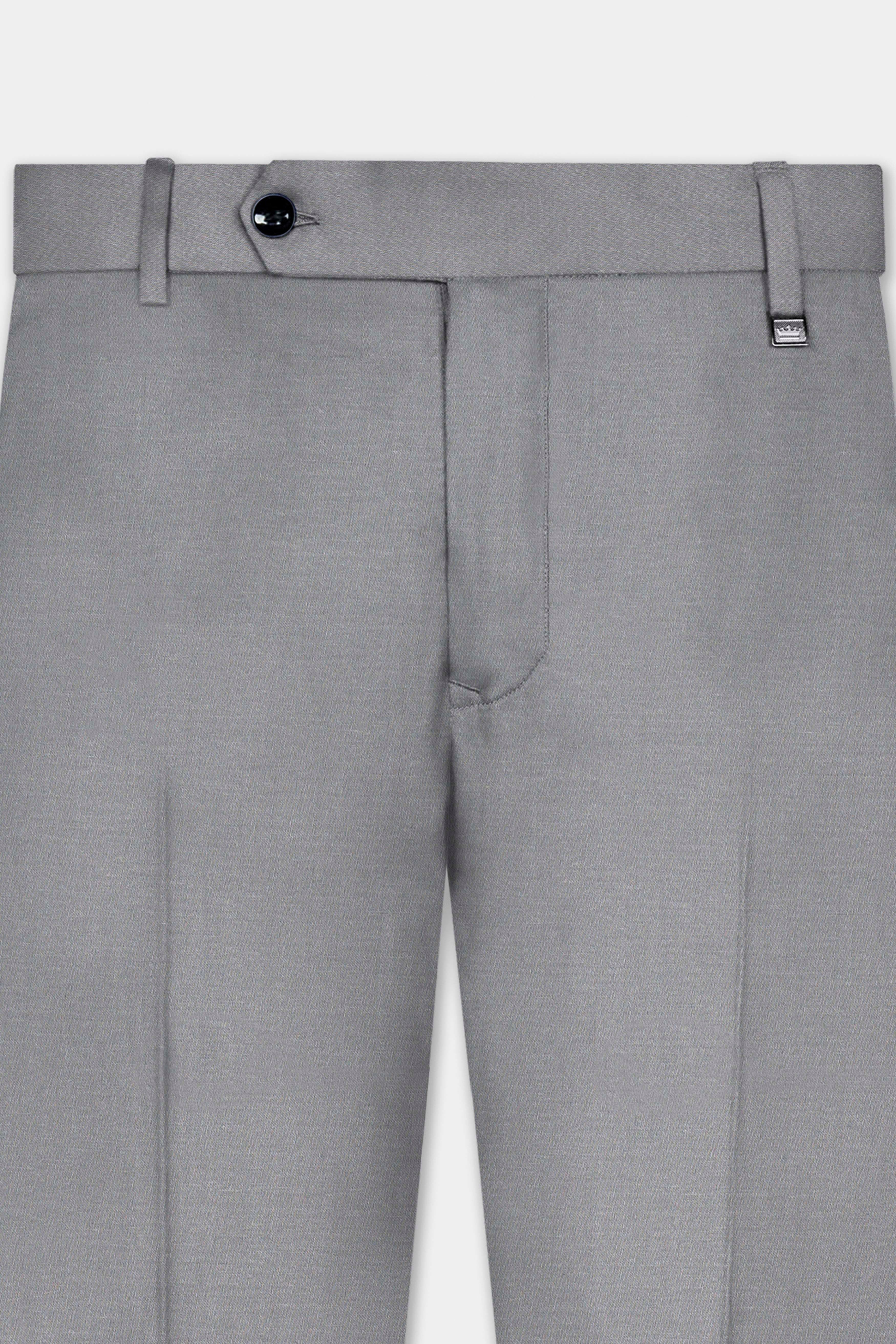 Venus Gray Solid Cotton Double Breasted Suit