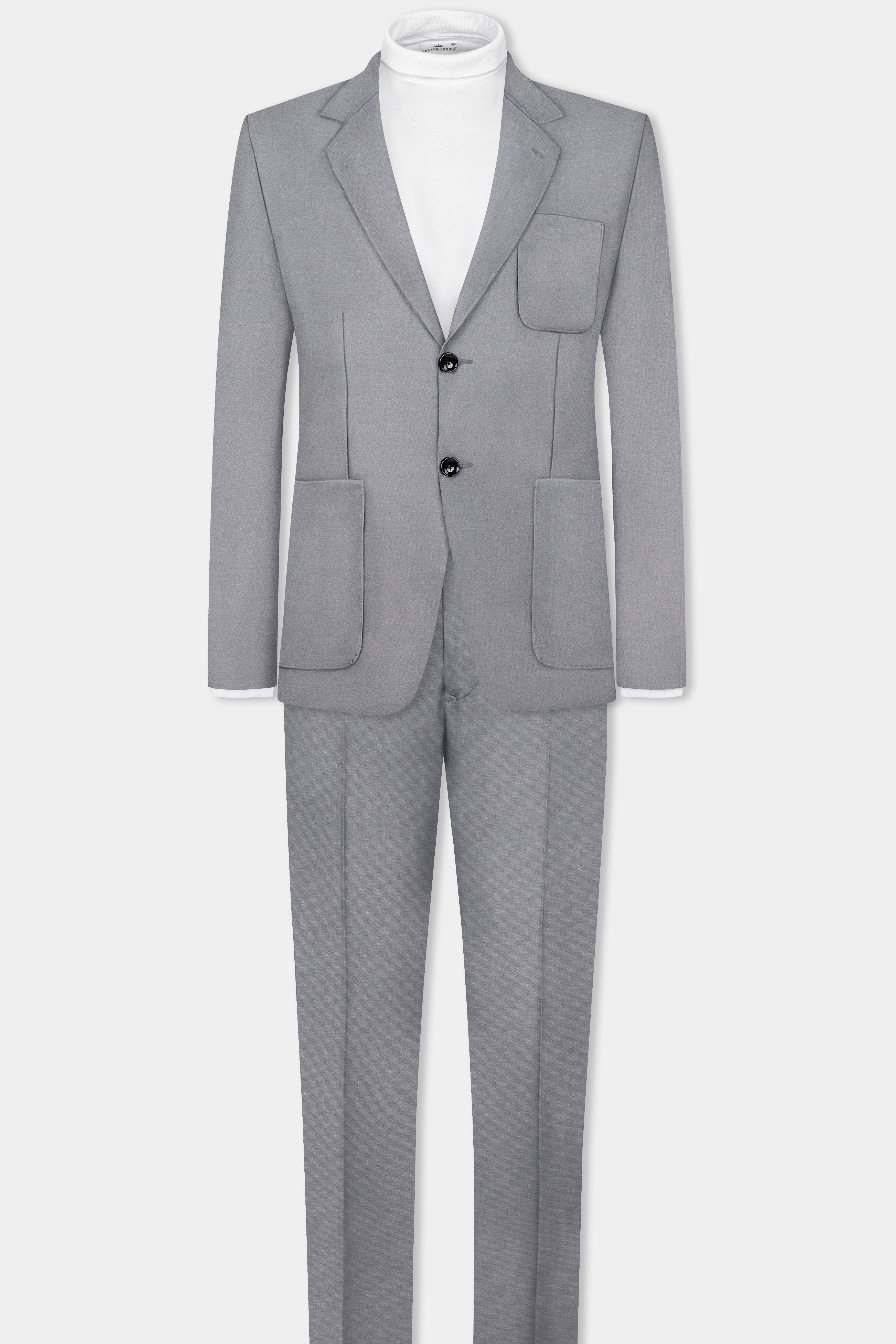 Venus Gray Solid Cotton Single Breasted Sports Suit