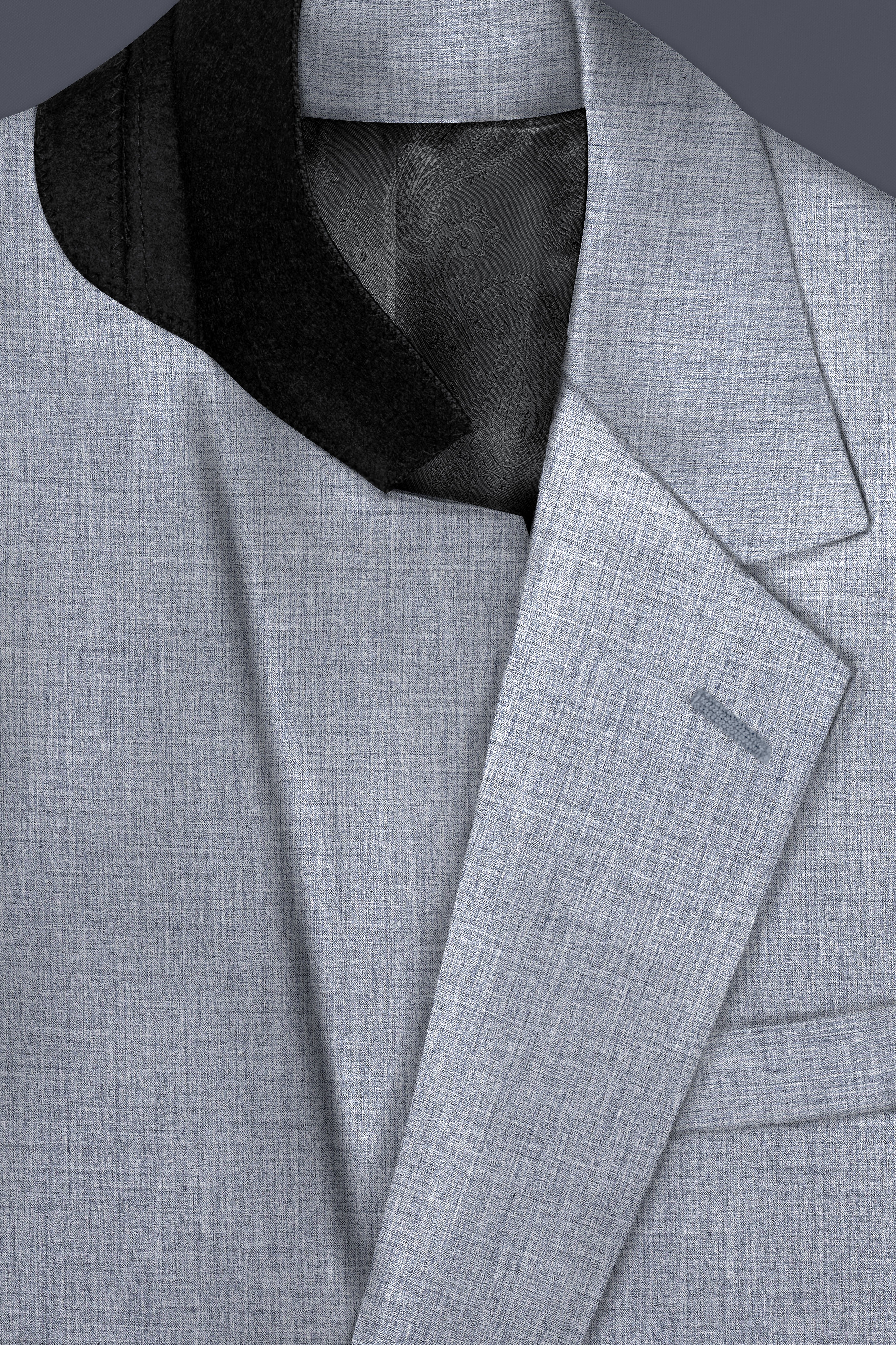 Manatee Gray Textured Wool Rich Single Breasted Suit