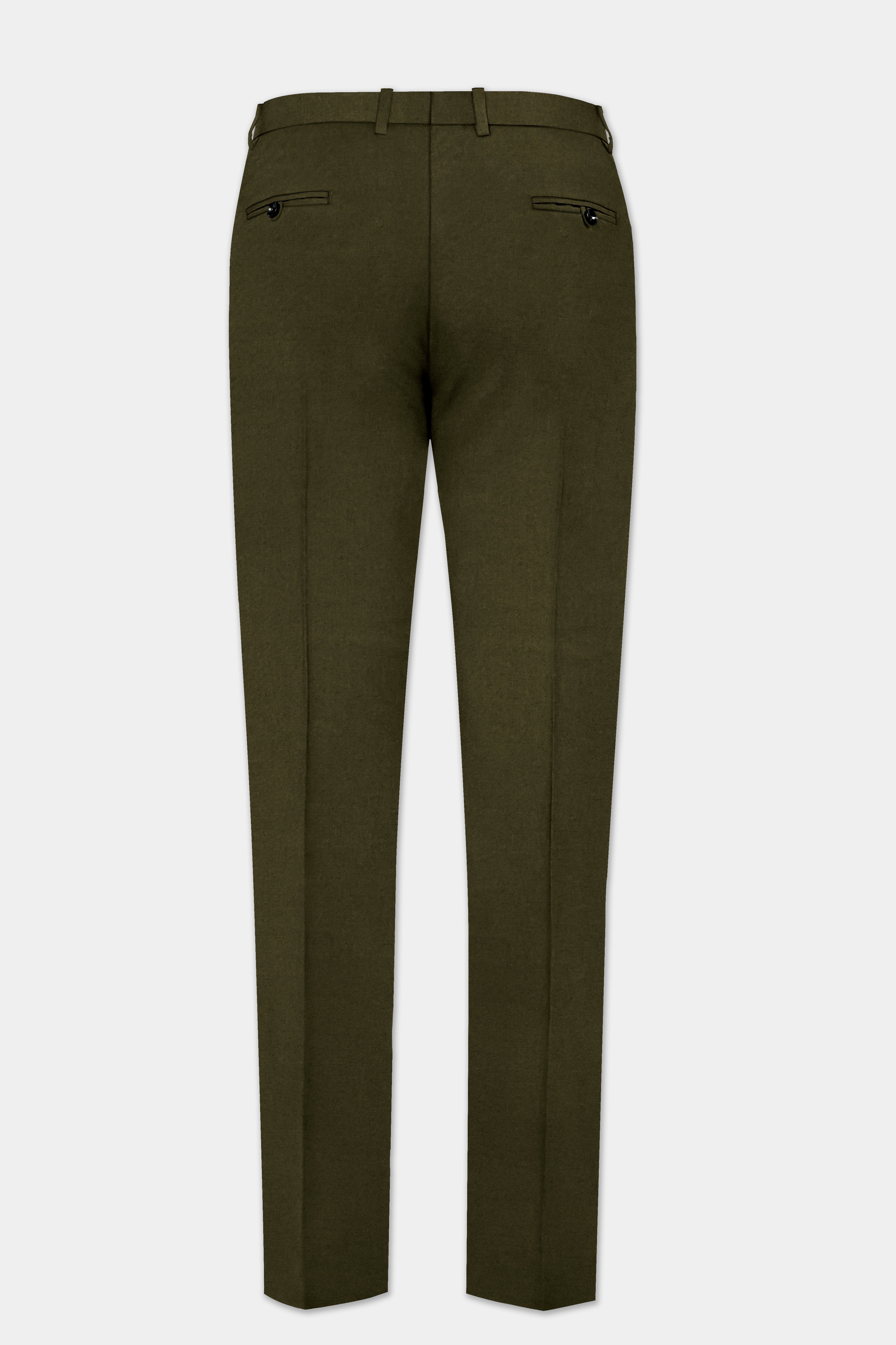 Bistre Green Solid Cotton Single Breasted Suit