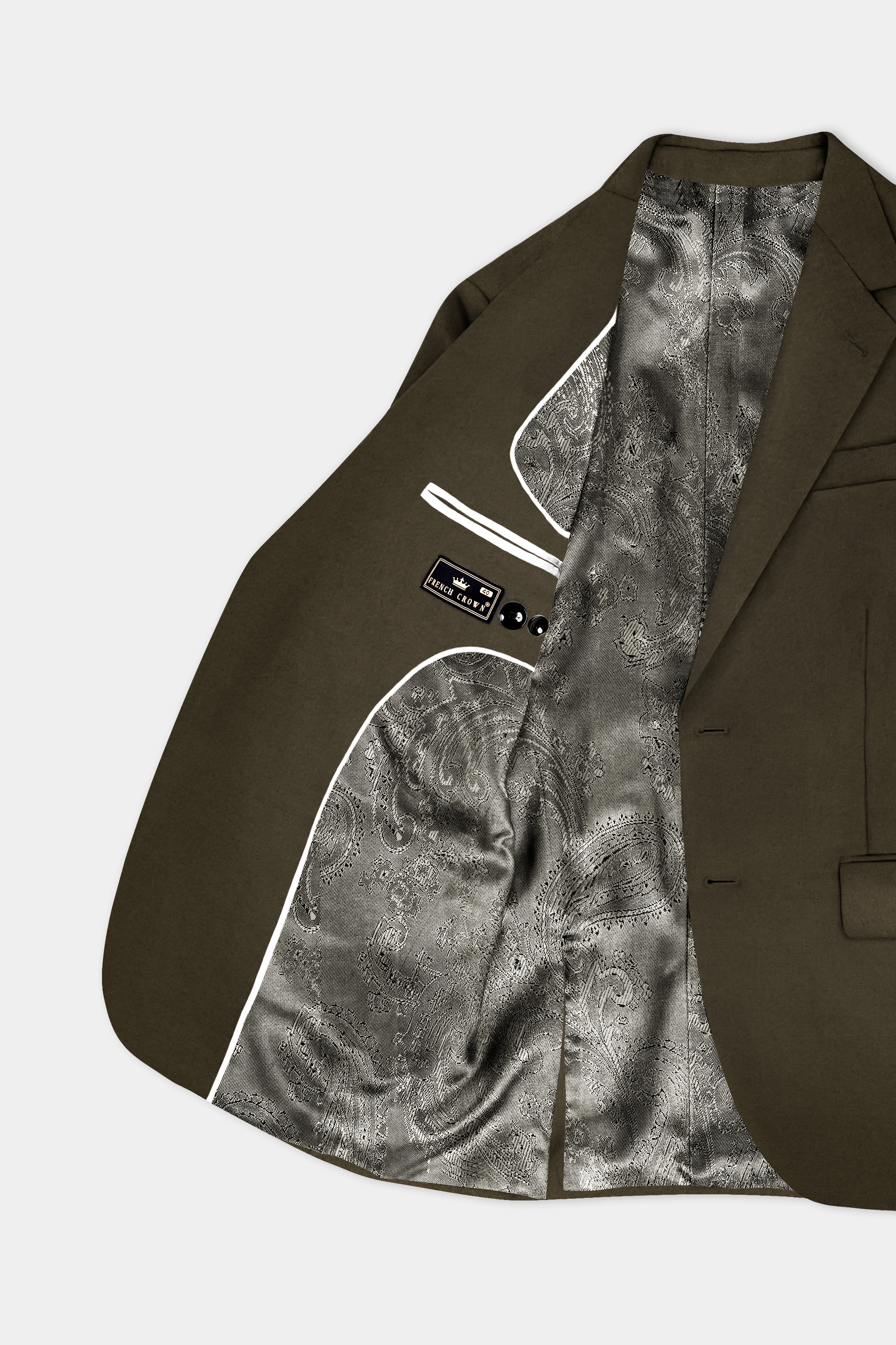 Bistre Green Solid Cotton Single Breasted Suit