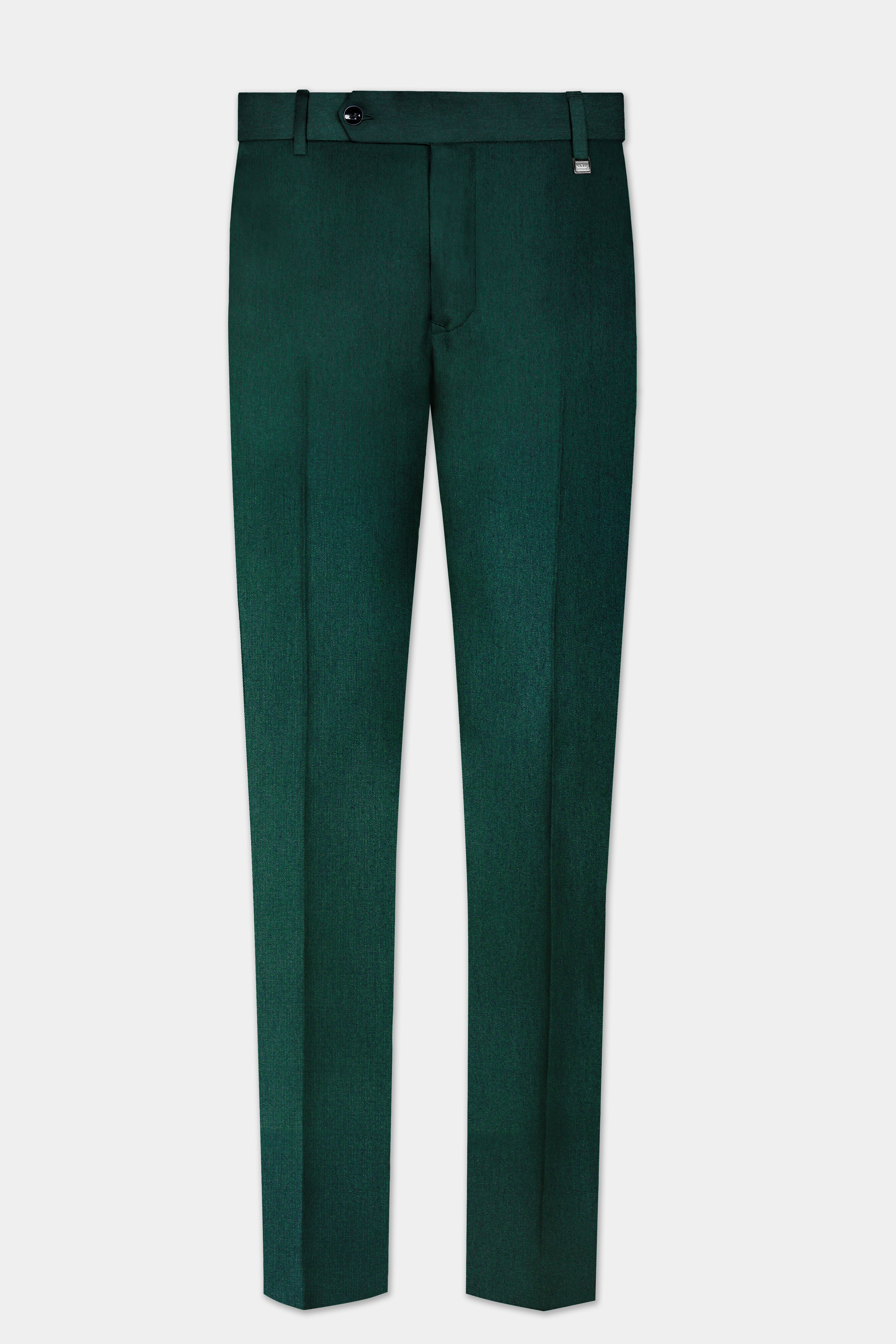 Phthalo Green Solid Cotton Belt Closure Designer Suit