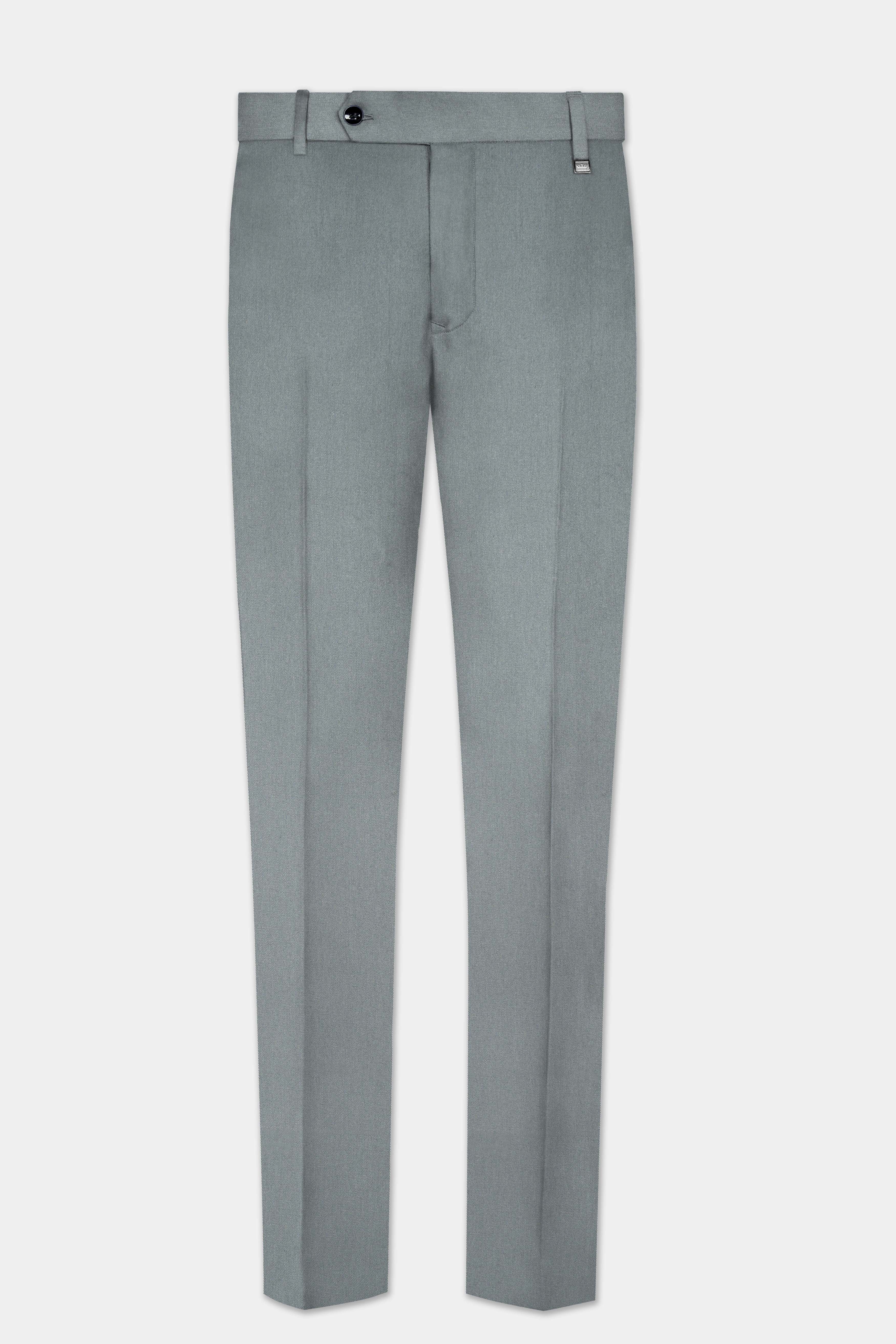 Smokey Gray Solid Cotton Single Breasted Sports Suit