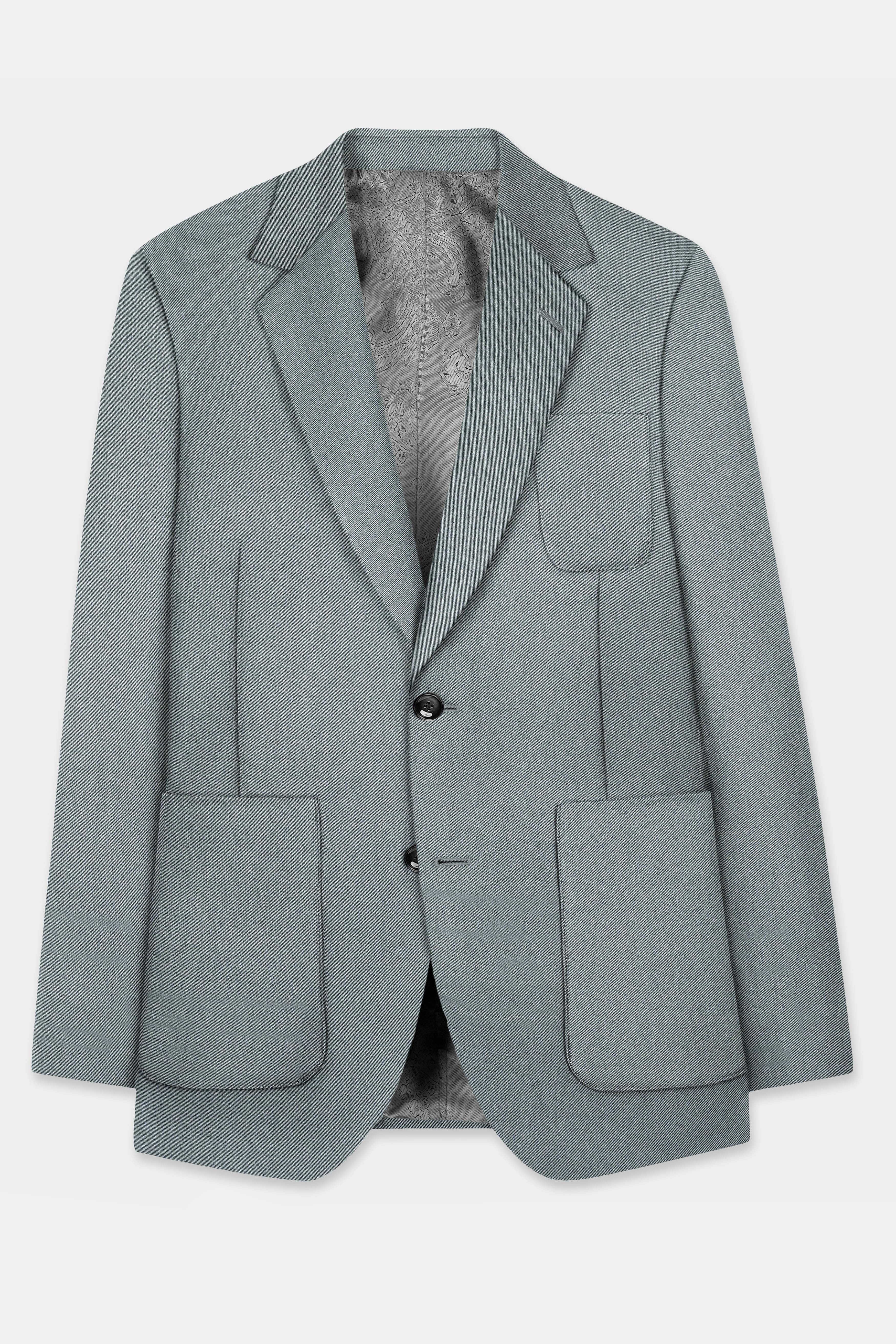 Smokey Gray Solid Cotton Single Breasted Sports Suit