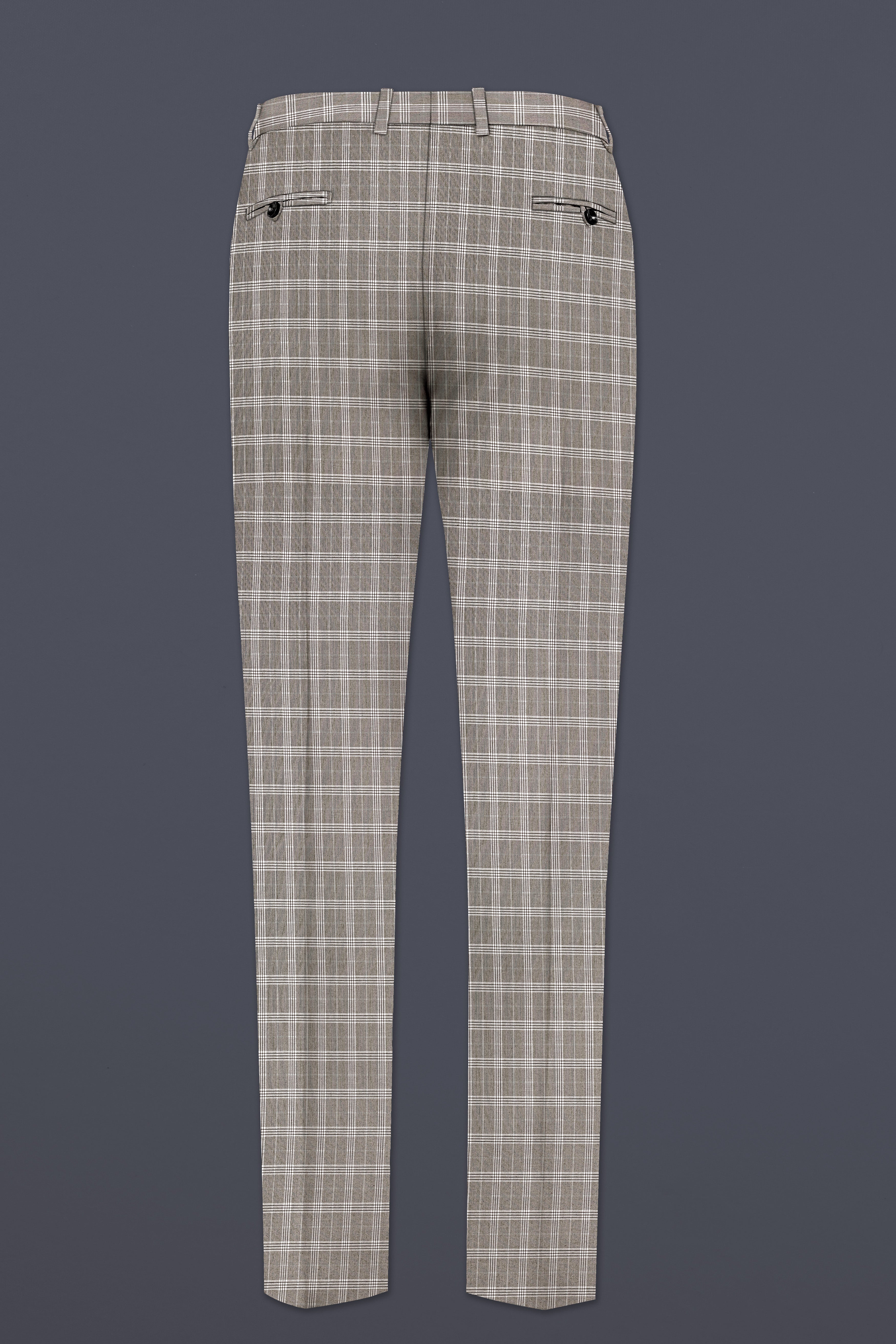 Monsoon Gray Plaid Wool Rich Cross Placket Bandhgala Suit