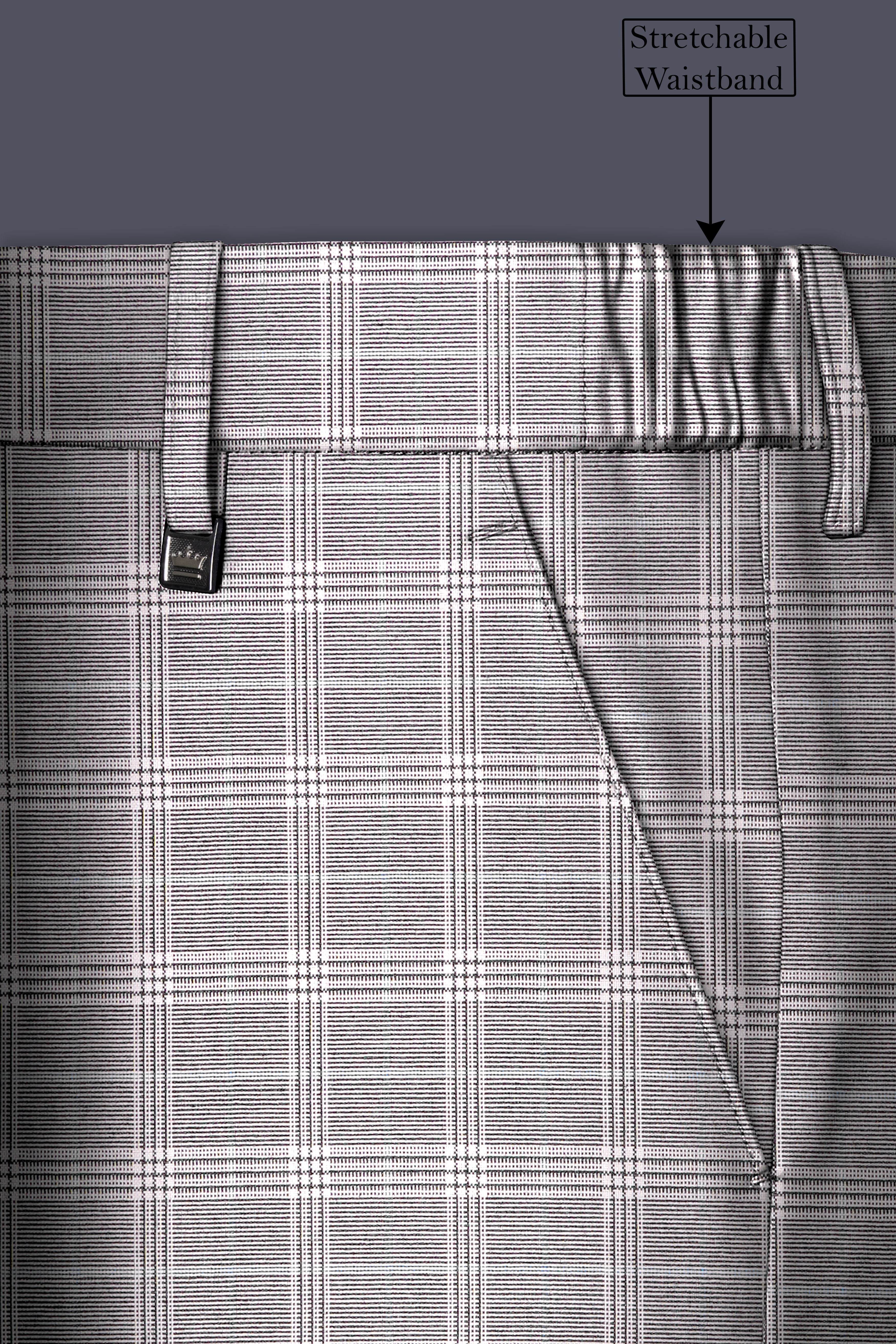 Monsoon Gray Plaid Wool Rich Cross Placket Bandhgala Suit