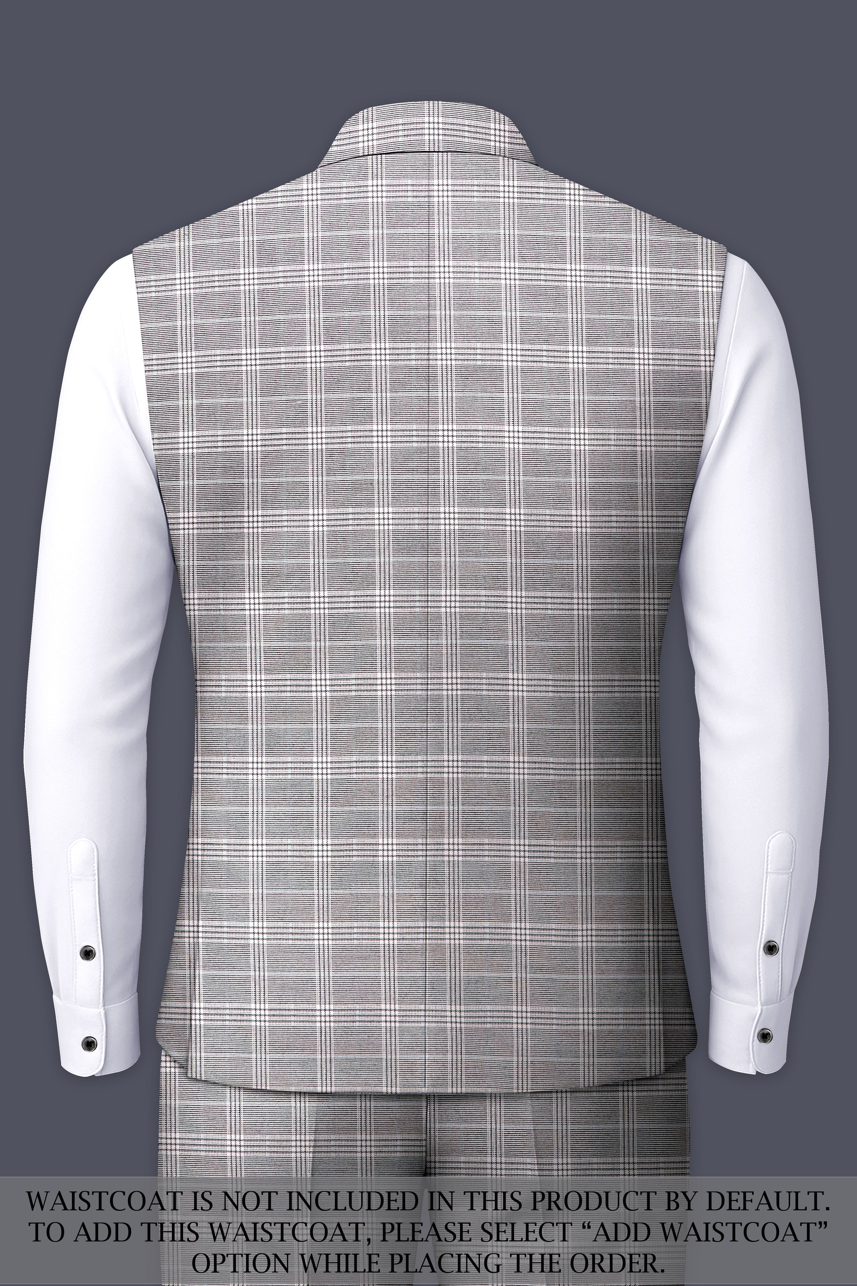 Monsoon Gray Plaid Wool Rich Cross Placket Bandhgala Suit
